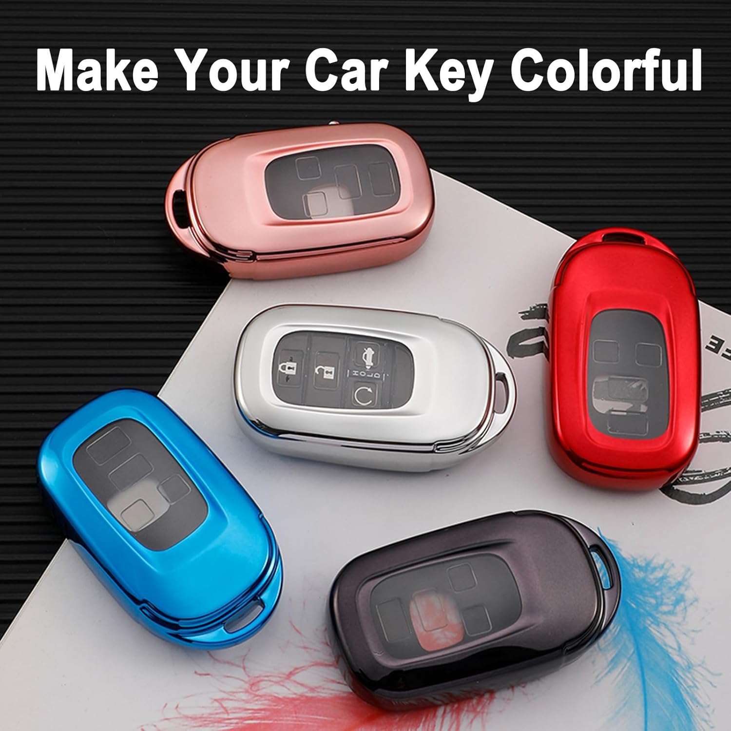 YUBOMT Funda para llavero con llavero para Honda, Rojo –