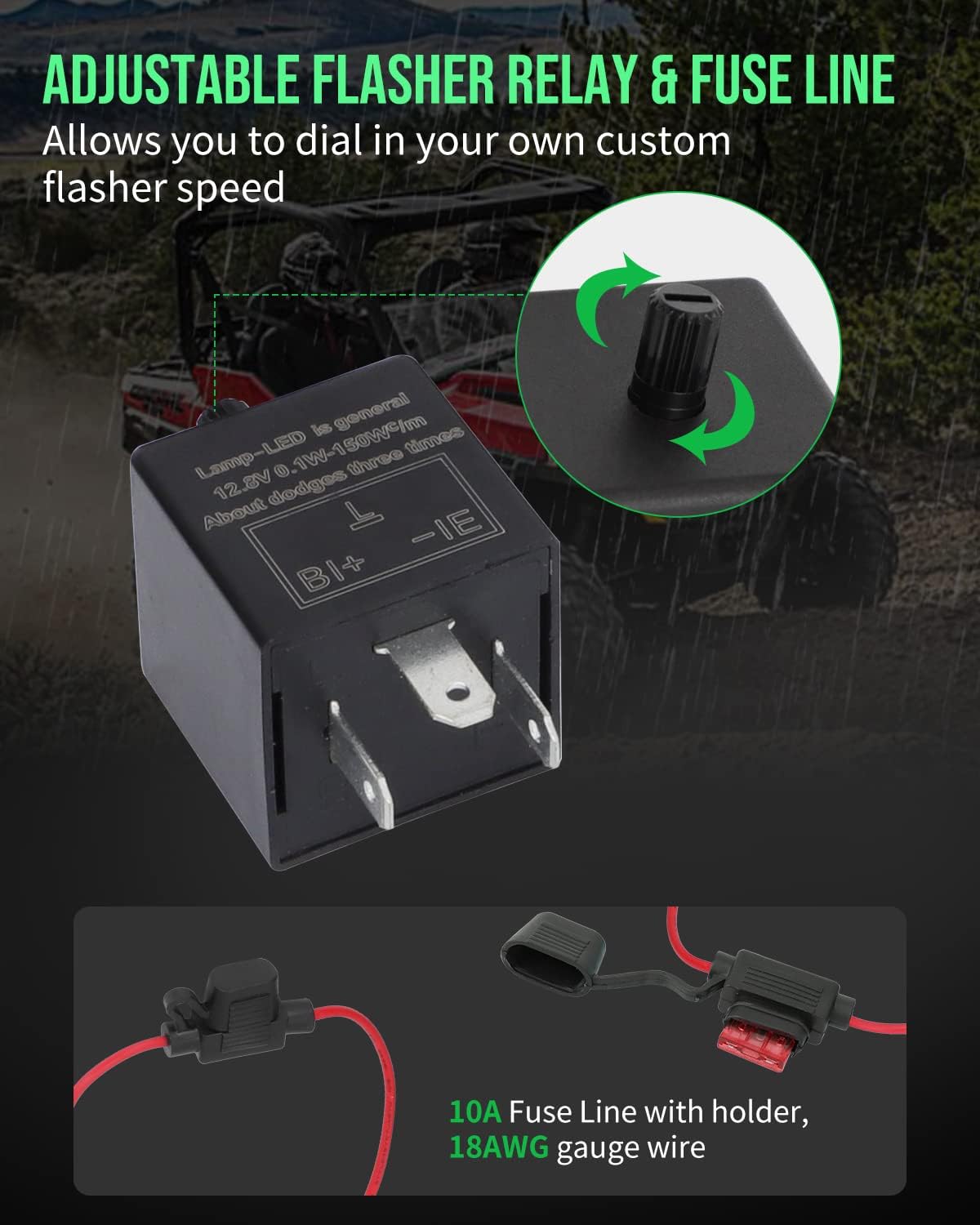 Kit universal de señal de giro ATV UTV con bocina fuerte, kit de señal de giro de calle lado a lado para SXS Dirt Bike Polaris RZR Can-Am Kawasaki