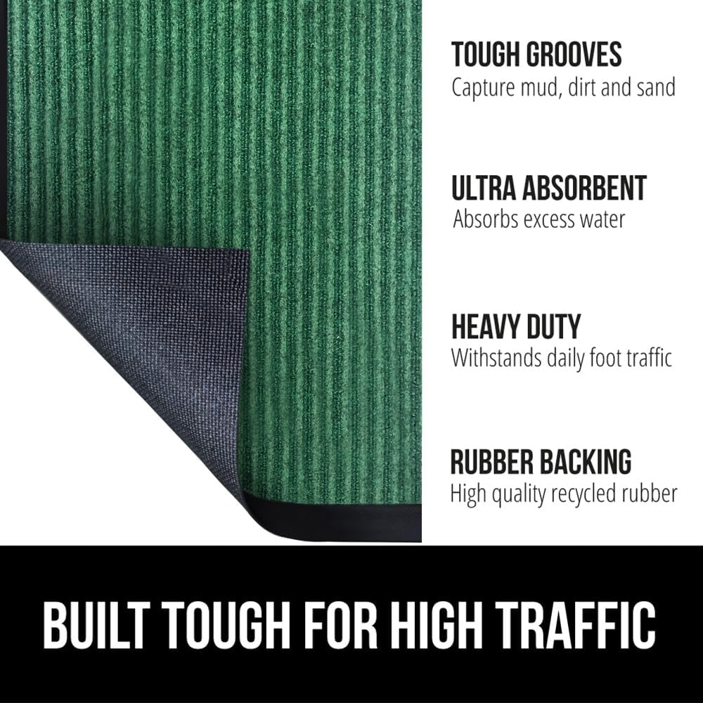 Gorilla Grip – Tapete afelpado original de goma con perfil bajo, paquete de dos, resistente, duradero, impermeable y fácil de limpiar para interior