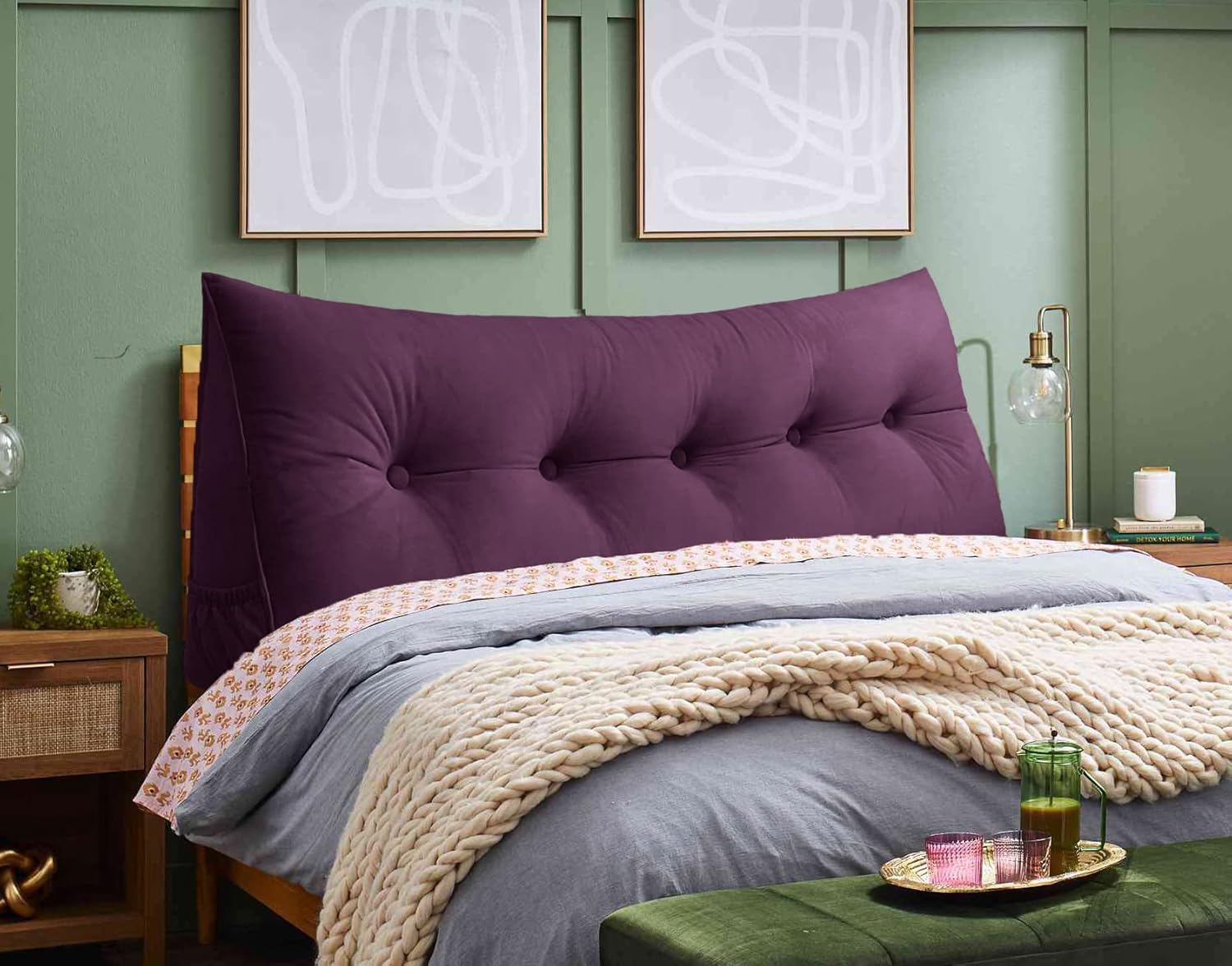 Peachwell Almohada triangular de lectura para reposo en cama, cojín grande para cabecero, respaldo, almohada de cuña con funda extraíble y dos