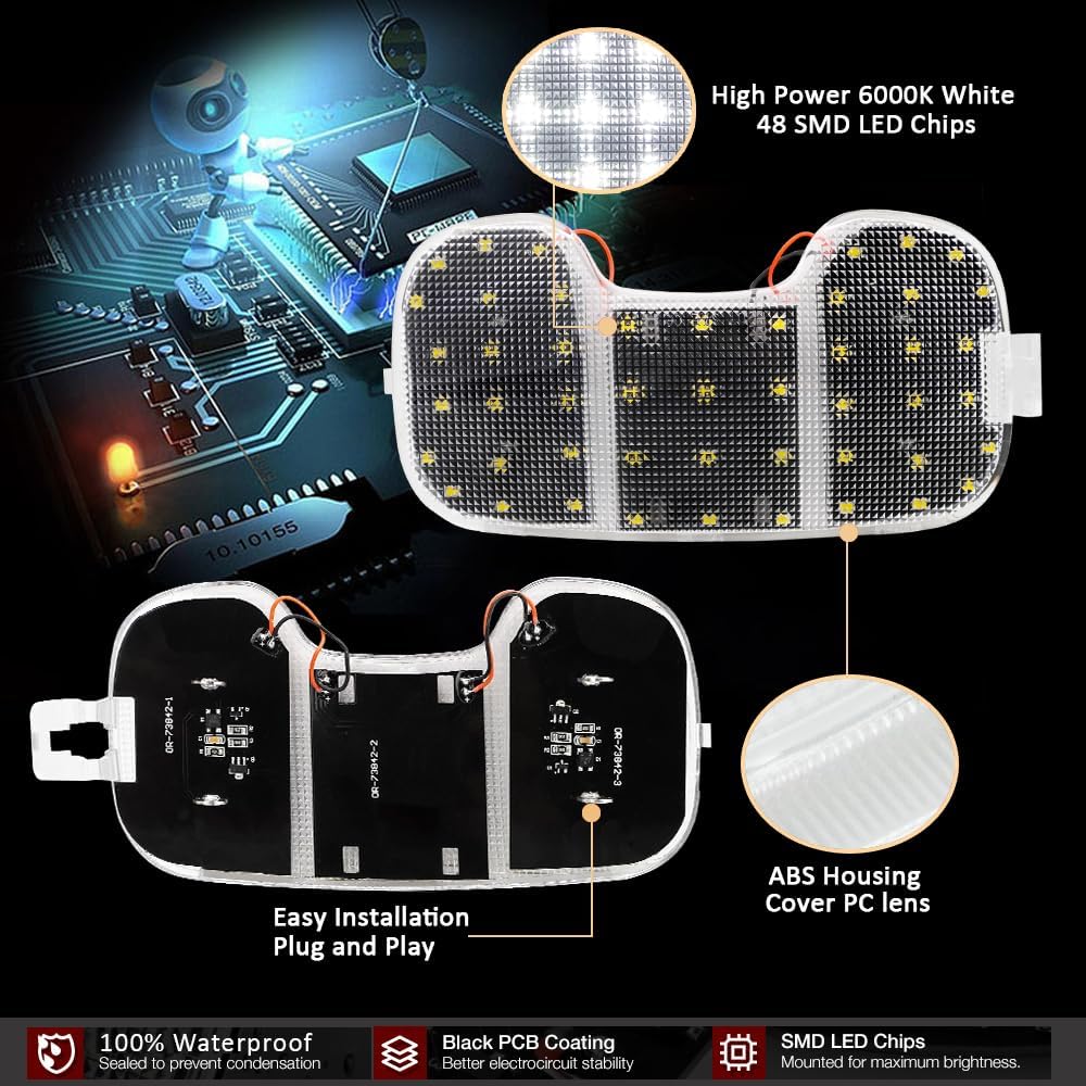 D-Lumina Cubierta de luz interior de techo transparente con PCB LED blanco para Dodge Dakota 2004-2011 y Dodge Durango 2004-2008, kit de lámpara de
