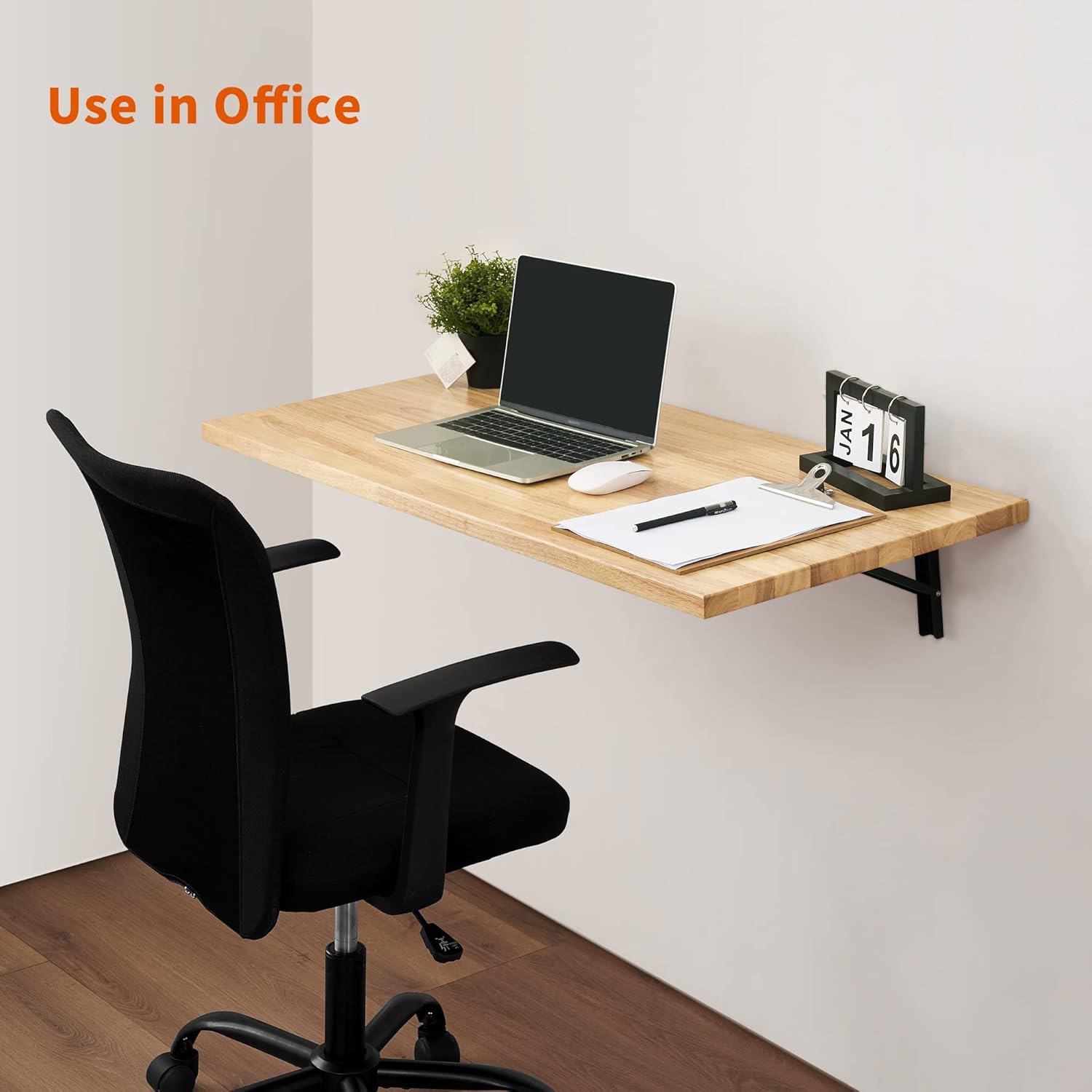 MCombo Banco de trabajo montado en la pared con mesa de madera maciza para garaje, lavandería, mesa de trabajo plegable para el hogar, oficina,