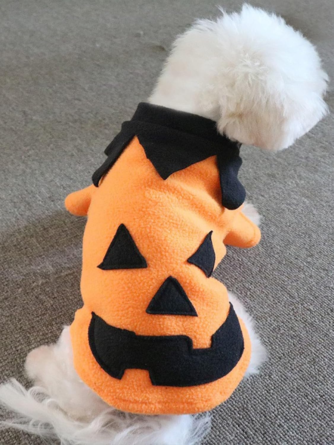 QWINEE Abrigo para perro con estampado de calabaza, sudadera con capucha cálida y suave para invierno, ropa para cachorros para gatos, perros