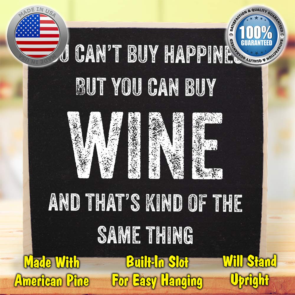 Letrero rústico de madera con texto en inglés Can’t Buy Happiness, Win, Homey Feel, ideal para cocina de granja, comedor, decoración de casa de bar,