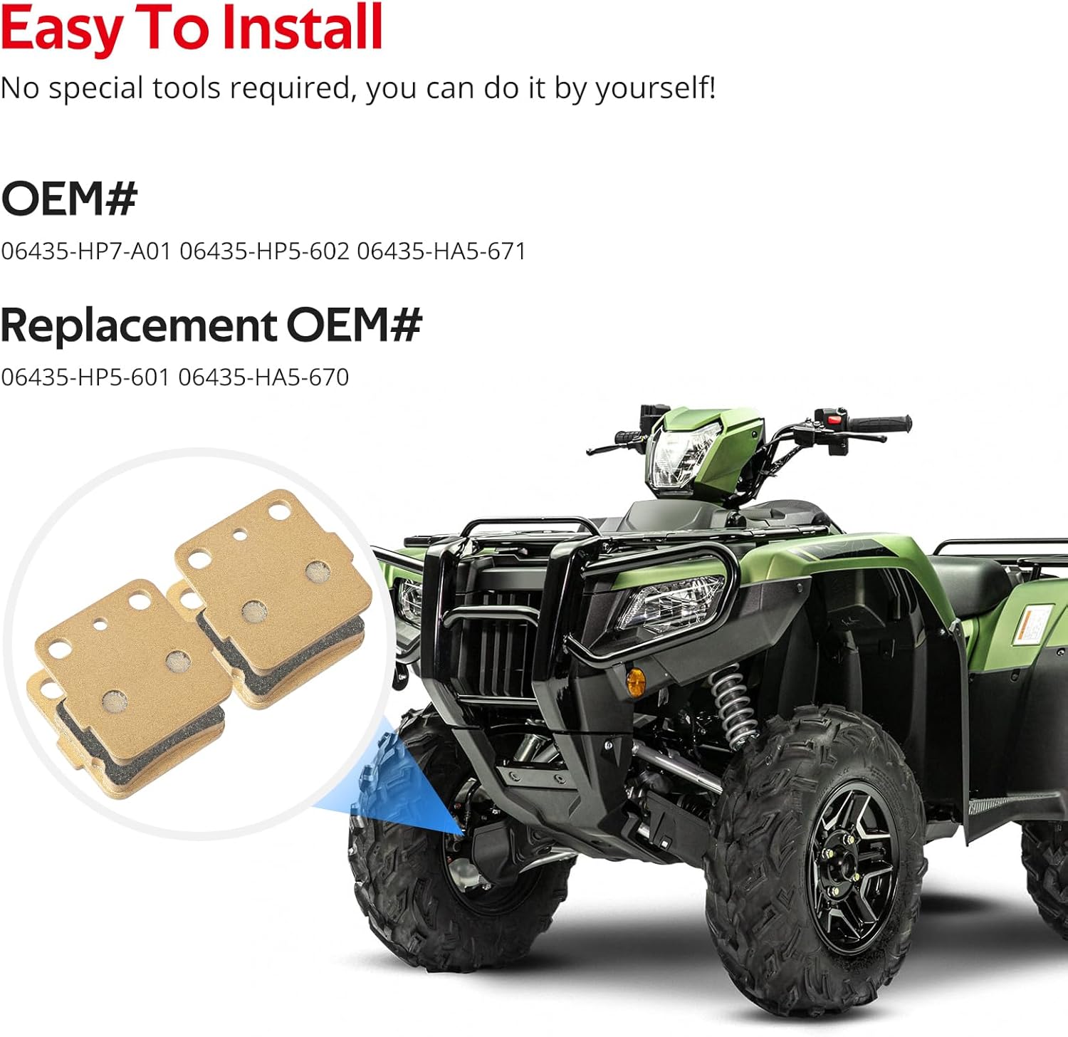 Pastillas de Freno Delanteras Semi-Metálicas Pro para Honda Rancher 420 Foreman 500 520 Rubicon 500 520 TRX250X TRX250EX