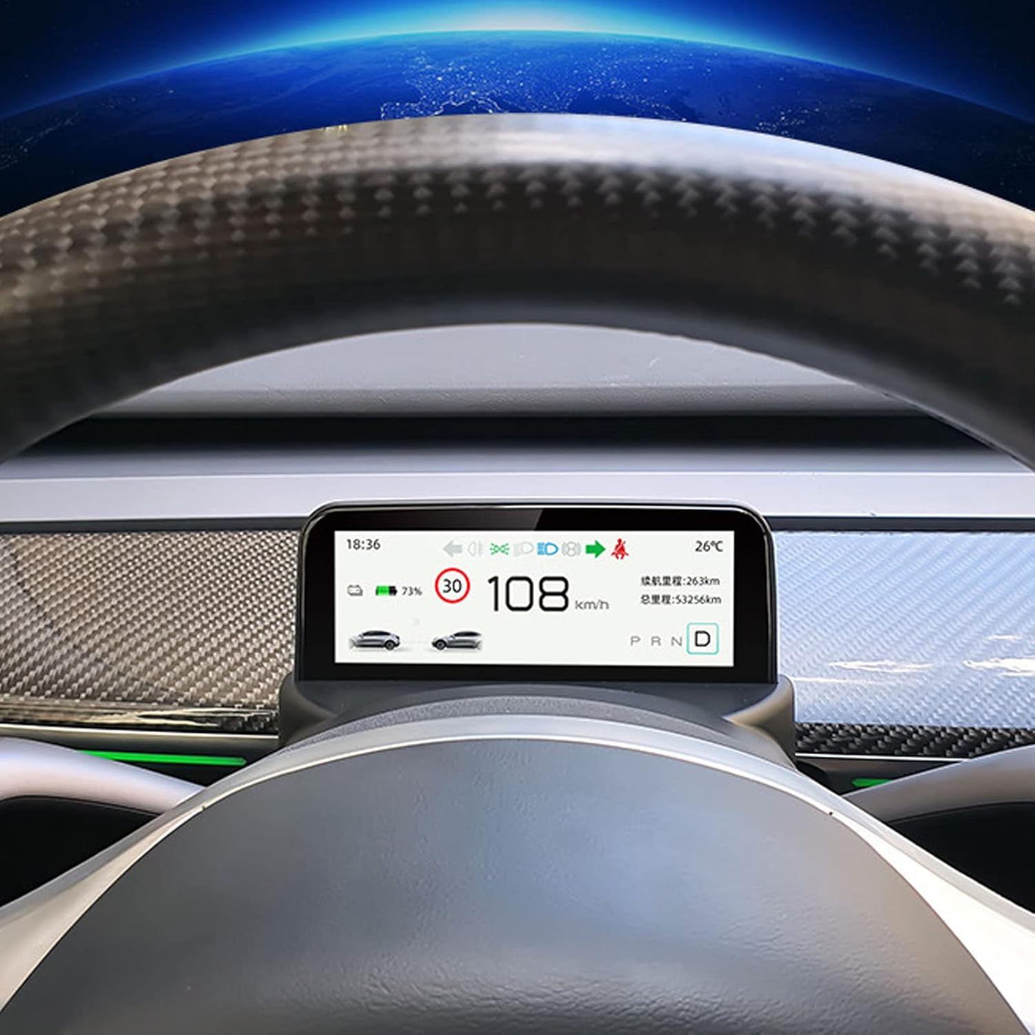 Pantalla HUD de coche de 4.6 pulgadas, pantalla ultra mini pantalla LCD velocímetro pantalla digital reemplazo para Tesla Modelo 3 Y (AMD Ryzen)