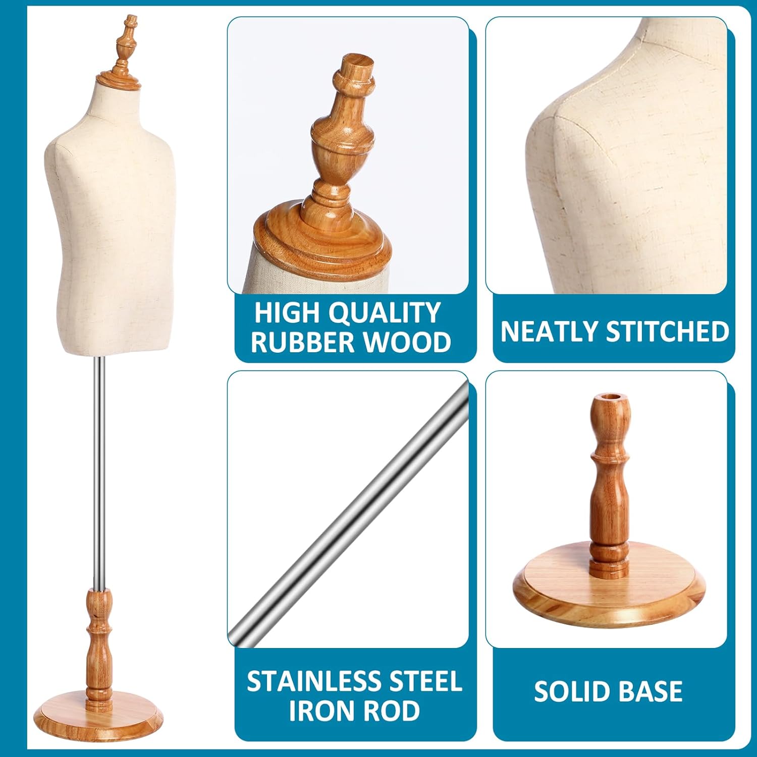 Geetery 2 piezas de vestido para niños, ropa ajustable para niños pequeños, maniquí infantil con base de madera para mostrador de ventana, estudio,