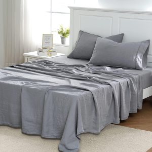 S VICTORY SYMBOL Juego de sábanas de 100% lino francés, tamaño individual XL, lino natural lavado a la piedra, 3 piezas (1 funda de almohada, 1 S VICTORY SYMBOL Juego de sábanas de 100% lino francés, tamaño individual XL, lino natural lavado a la piedra, 3 piezas (1 funda de almohada, 1