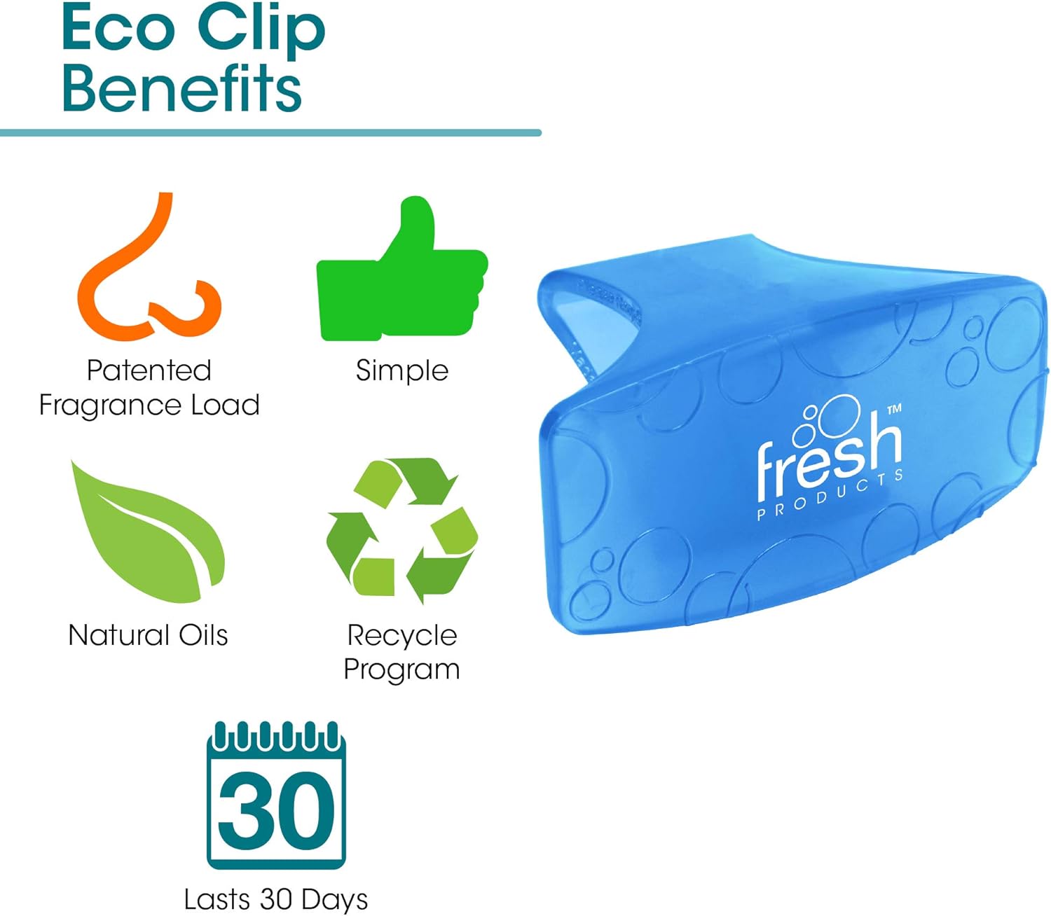 Fresh Products Clip ecológico para tazón, ambientador, ambientador de inodoro, ambientador de basura, sin productos químicos, aceites naturales,