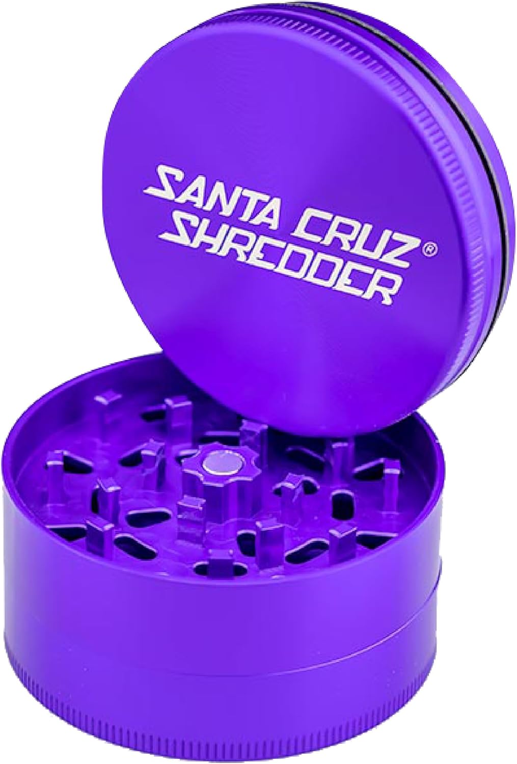 Santa Cruz Shredder Molinillo de hierbas de metal con parte superior moleteada para un agarre más fuerte, 3 piezas, grande de 2.7 pulgadas (morado)