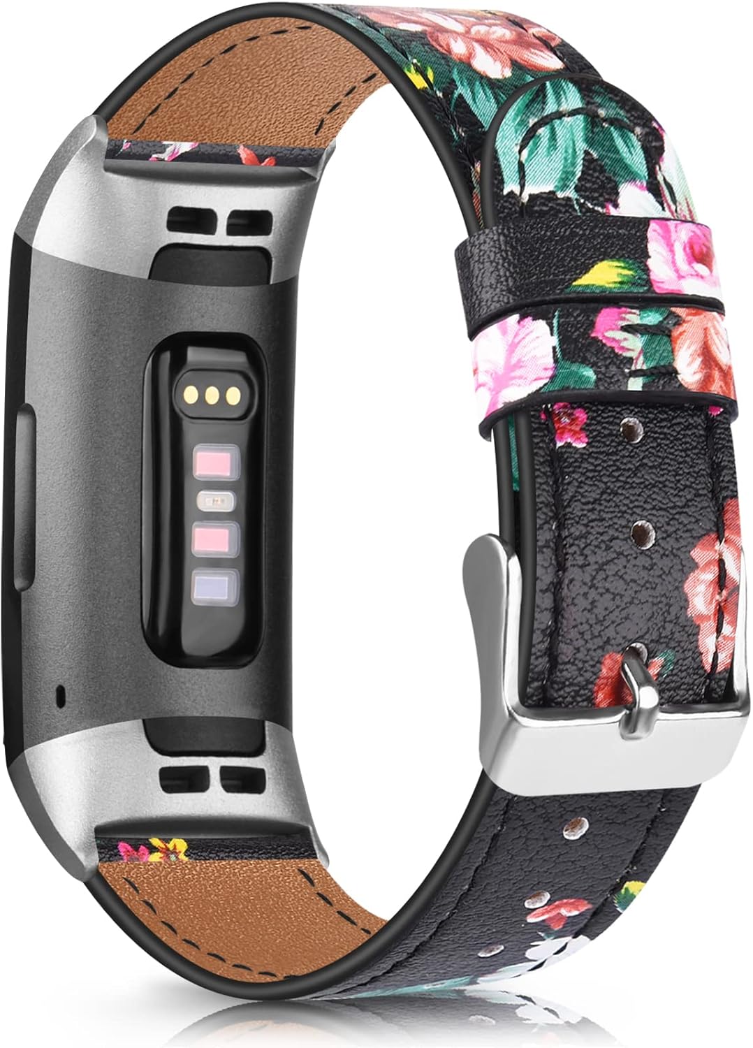 VANCLE Bandas para Fitbit Charge 4 BandFitbit Charge 3 Band para mujeres y hombres, pulsera de cuero con conectores metálicos para Fitbit Charge 3