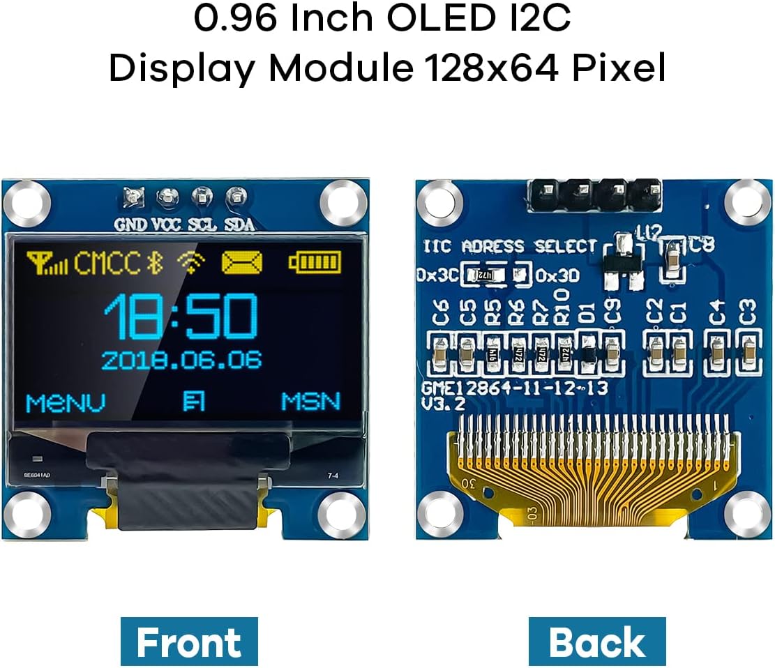 5 unidades de 0.96 pulgadas OLED I2C IIC módulo de pantalla 12864 128×64 Pixel SSD1306 Mini placa de pantalla OLED autoluminosa compatible con