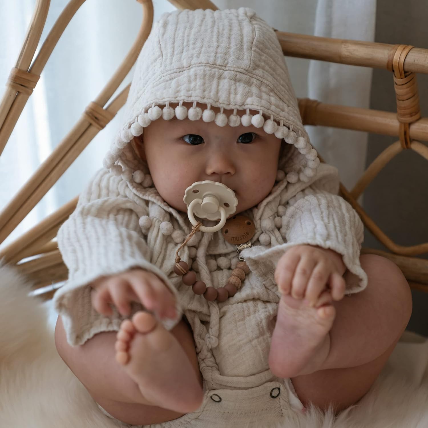 FRIGG Daisy SilkySoft – Chupete de silicona para bebé, fabricado en Dinamarca, sin BPA (croissantportobello, 0-6 meses)
