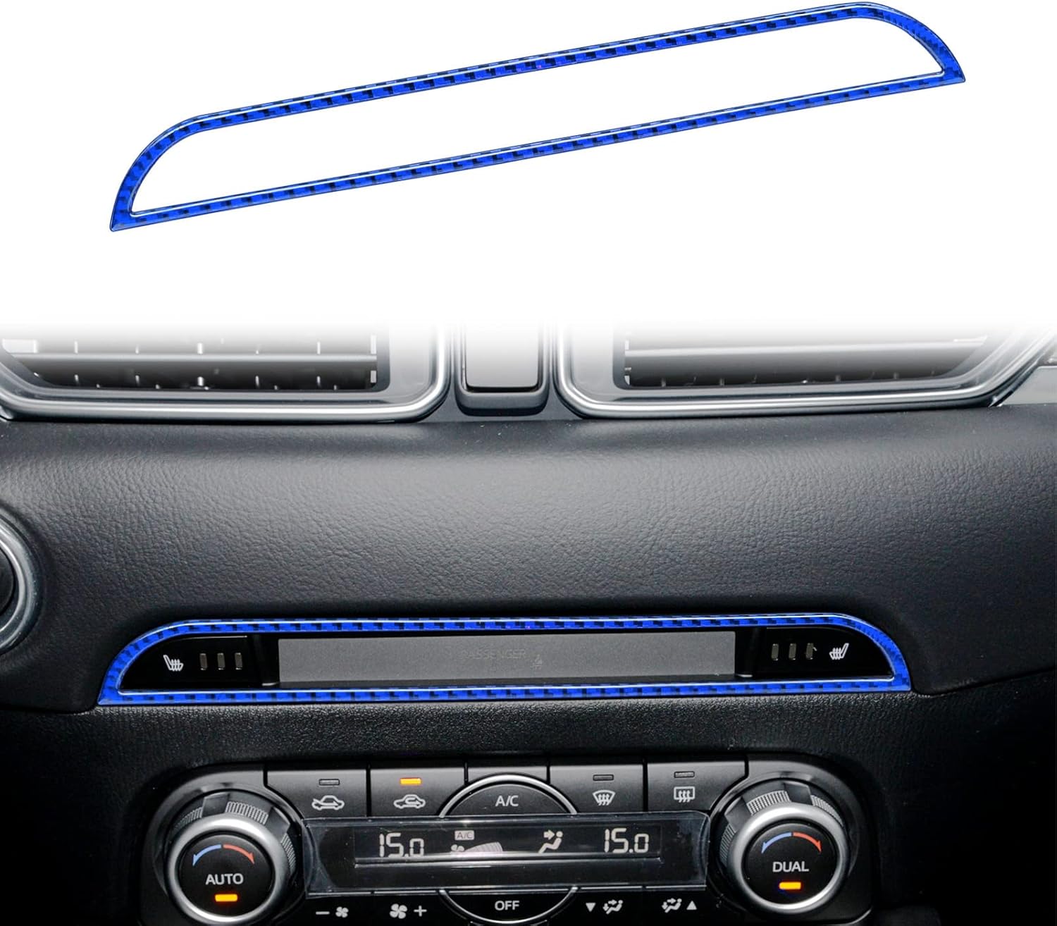 nuoozy Compatible con botones eléctricos de calefacción de asiento, cubierta de panel de marco, accesorio interior de fibra de carbono para Mazda CX