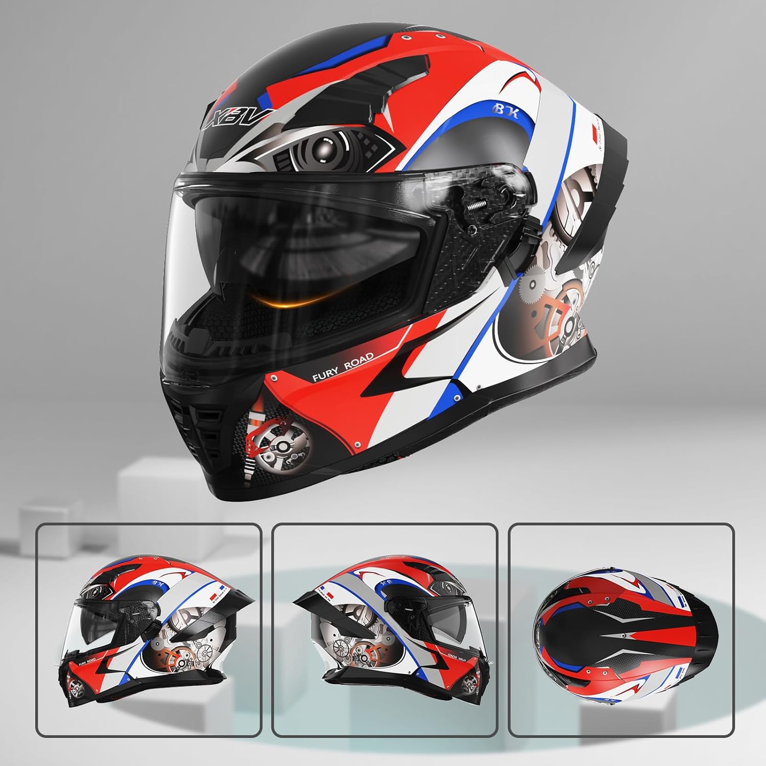 Casco de motocicleta de doble visera para adultos, casco de motocicleta antivaho aprobado por DOT