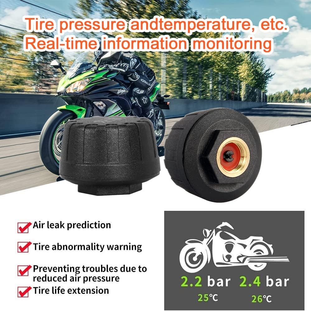VSYSTO Cámara WiFi para salpicadero de motocicleta, sensores de presión de neumáticos, pantalla de 4 pulgadas, WDR HD 1080P, lente ojo de pez gran