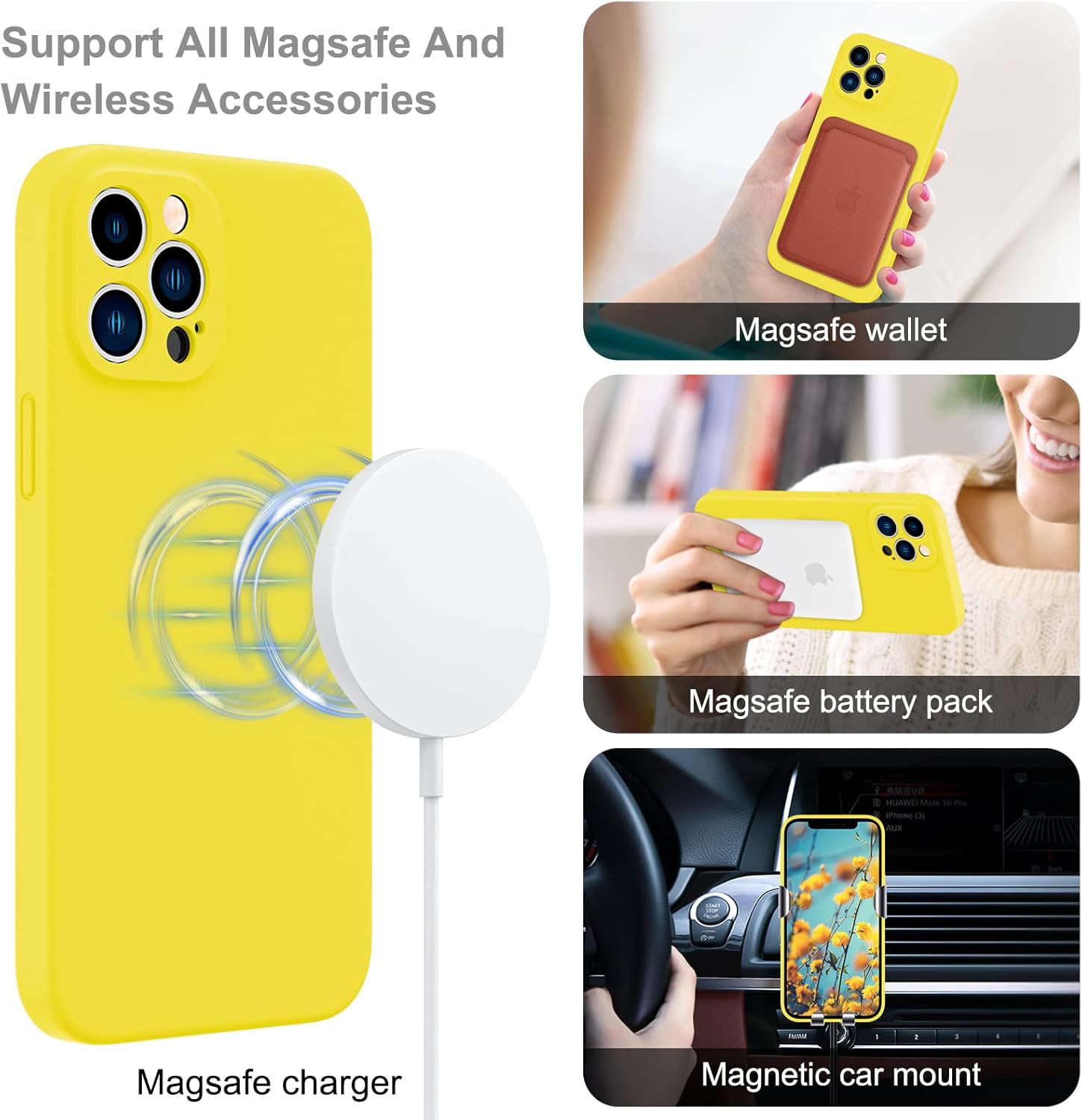 MCFANCE Magsafe – Funda magnética de silicona para iPhone 12 Pro, funda de silicona con forro de microfibra para iPhone 12 Pro de 6.1 pulgadas,