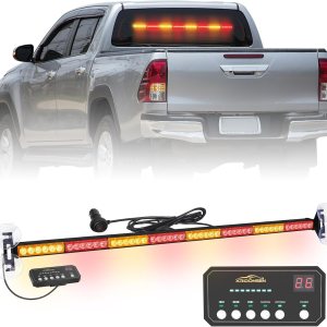 XRIDONSEN Barra de luz roja ámbar de 35 pulgadas para asesor de tráfico, 48 luces LED estroboscópicas de emergencia, luces de advertencia de XRIDONSEN Barra de luz roja ámbar de 35 pulgadas para asesor de tráfico, 48 luces LED estroboscópicas de emergencia, luces de advertencia de