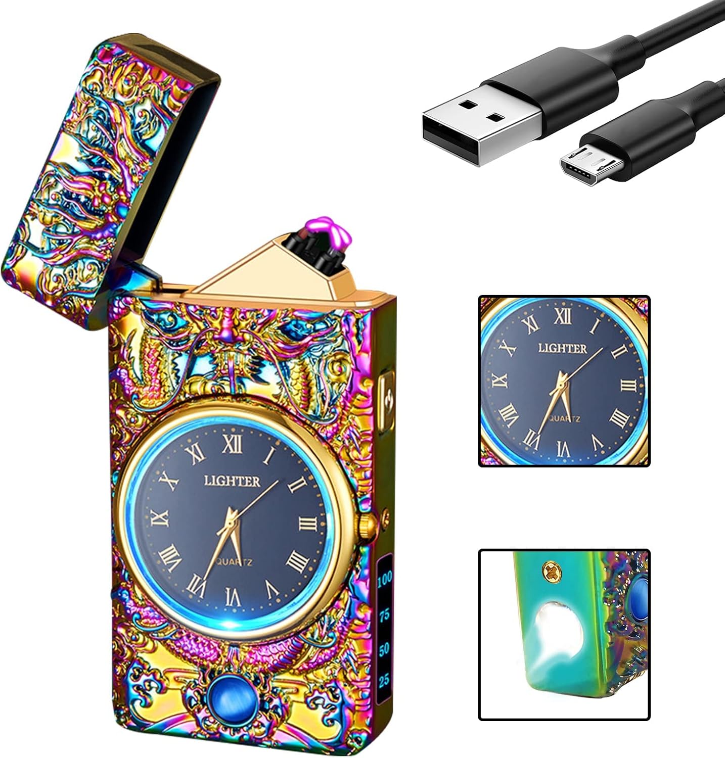 Encendedor de dragón, encendedor de plasma, encendedor de arco eléctrico, encendedor USB multifuncional, encendedor resistente al viento, encendedor