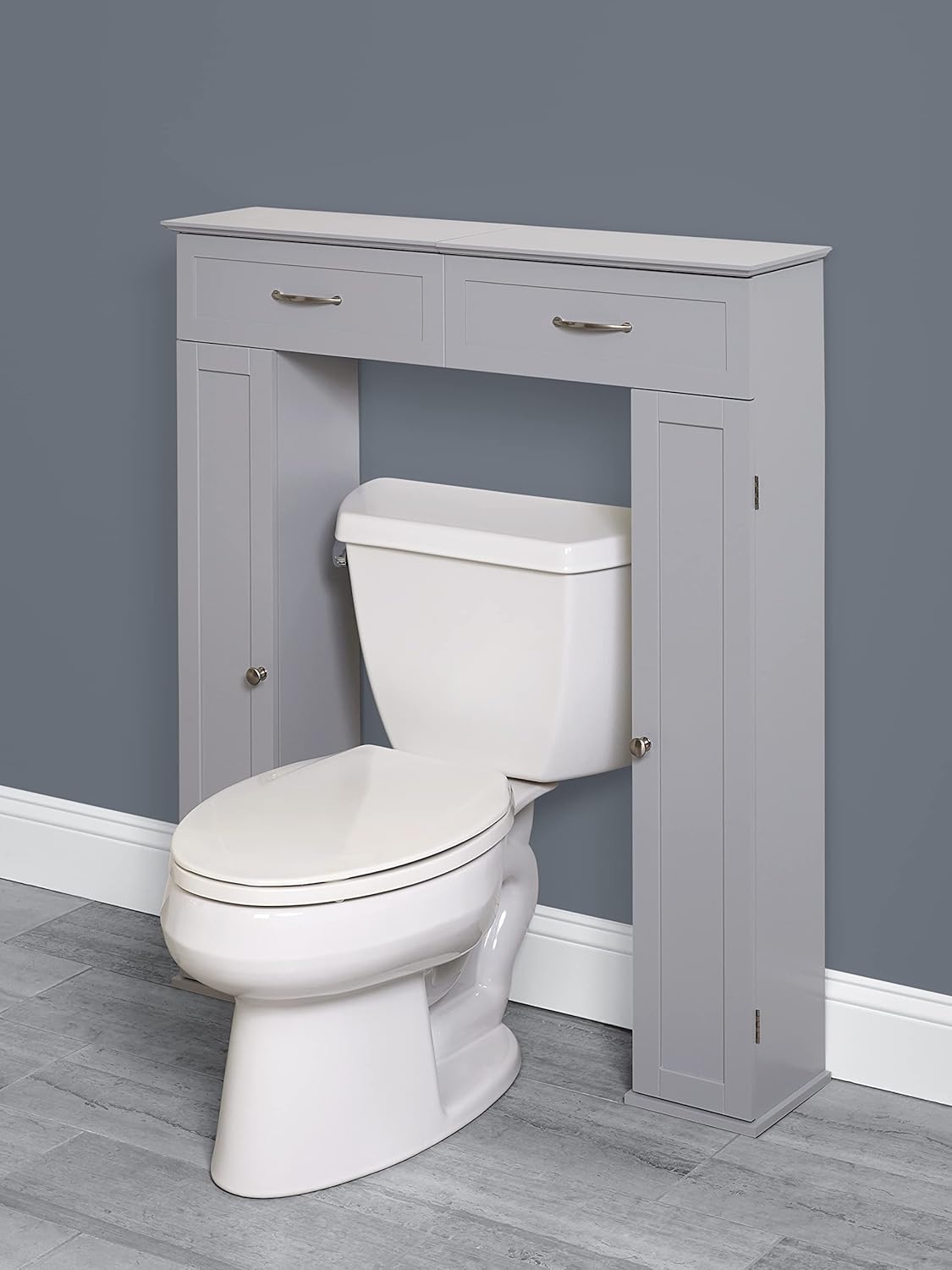 Zenna Home Gabinete de consola de almacenamiento con tapa elevadora, ahorro de espacio para baño, color gris