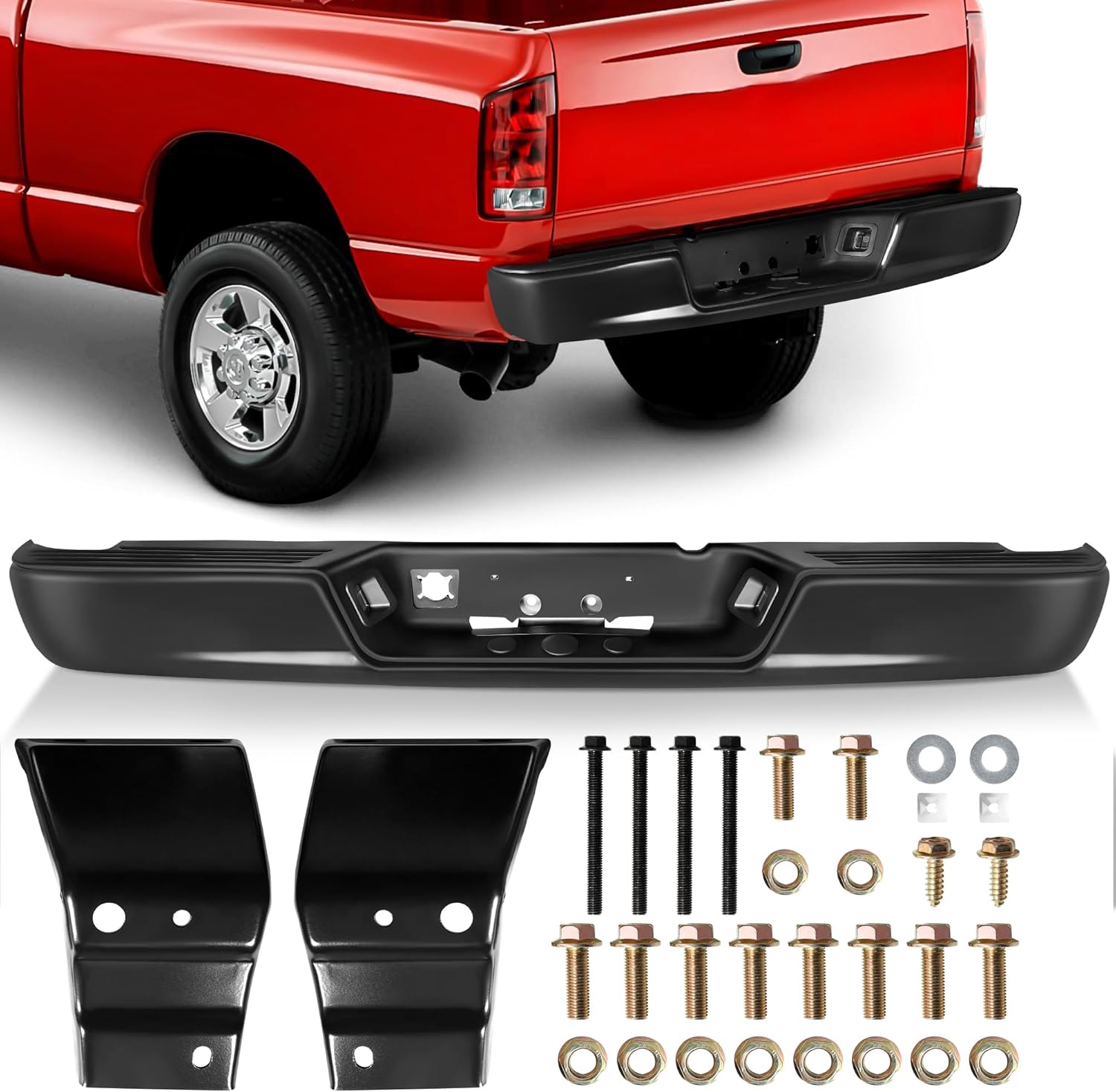 Conjunto de parachoques trasero para Dodge Ram Pickup 04 05 06 2007 2008 Dodge Ram Pickup 04 05 06 07 08 2004-2008 Negro