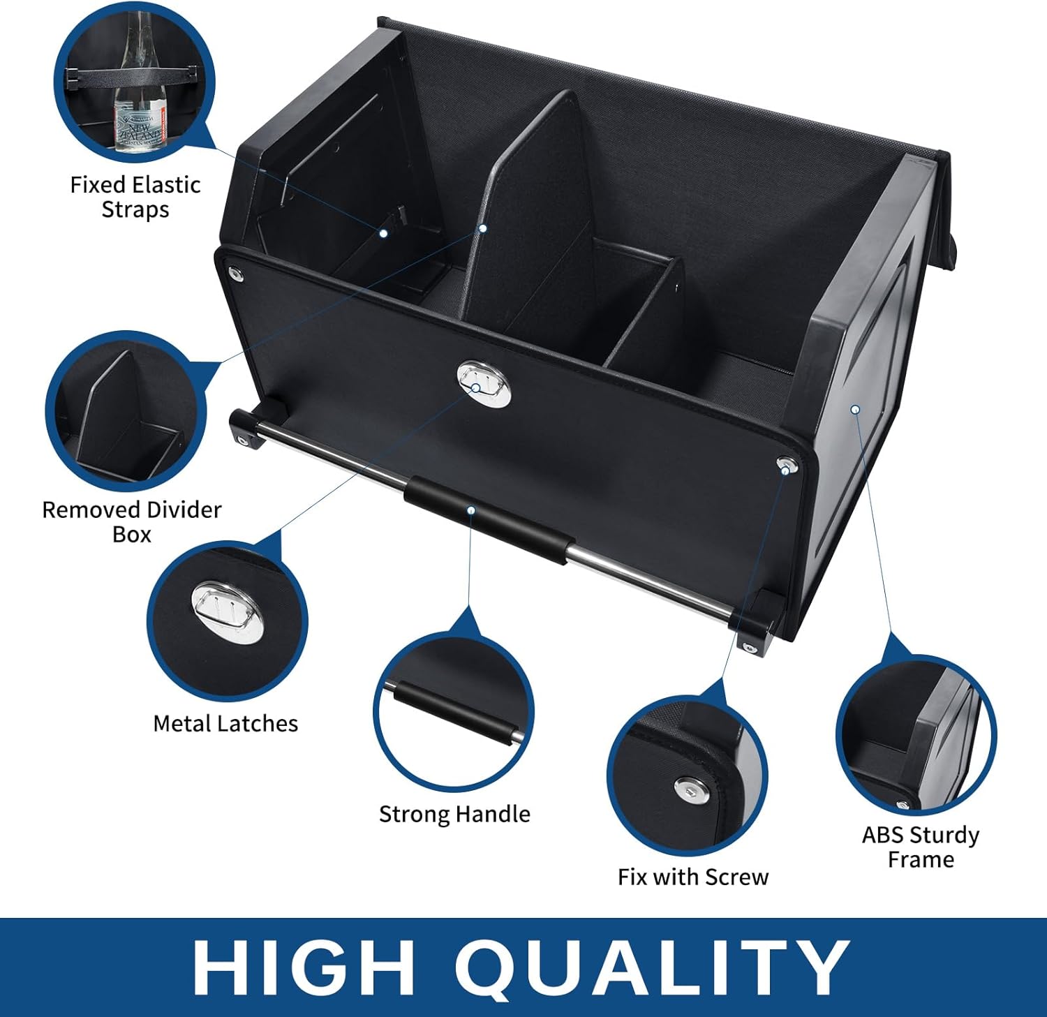 XCF Trunk Organizer for SUV, Durable Leather Car Trunk Organizer with Lid and Sturdy Handle, Collapsible Adjustable Storage Compartment for MenWomen