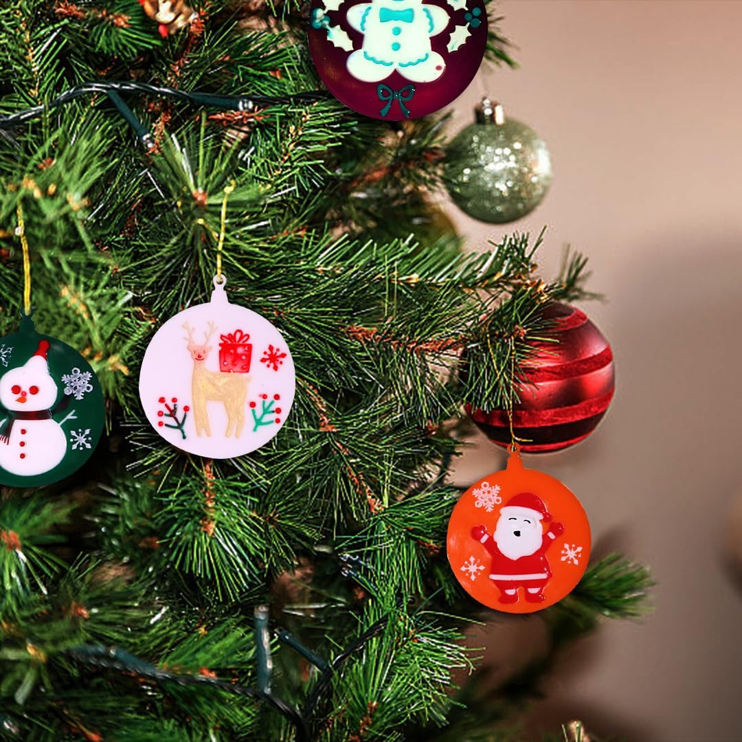Zayookey Moldes de resina para colgantes de Navidad, adornos redondos, molde de silicona, llavero de joyería de Navidad, molde de fundición de
