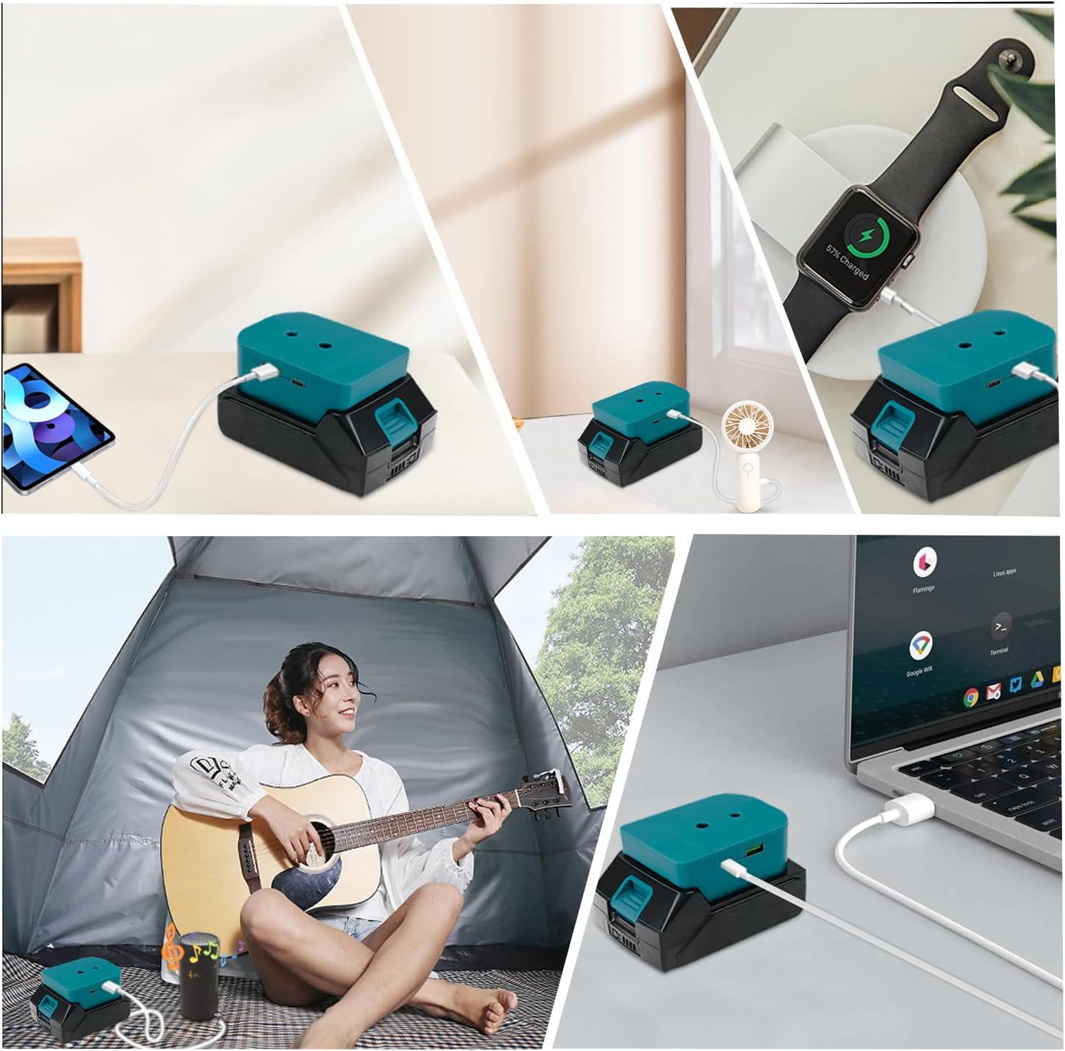 Adaptador de cargador USB para batería Makita de 18V, paquete de 2 adaptadores de carga rápida con interfaz USB tipo C DC 5V3A, 9V2.22A PPS