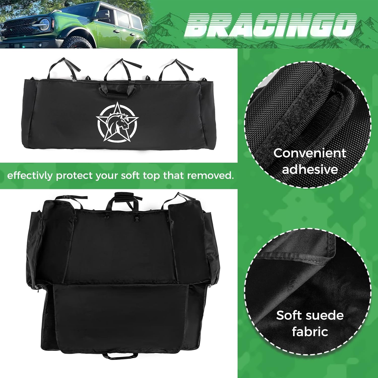 Bolsa de almacenamiento para ventana superior suave compatible con Ford Bronco de 4 puertas, parte superior suave 2021 2022, organizador superior