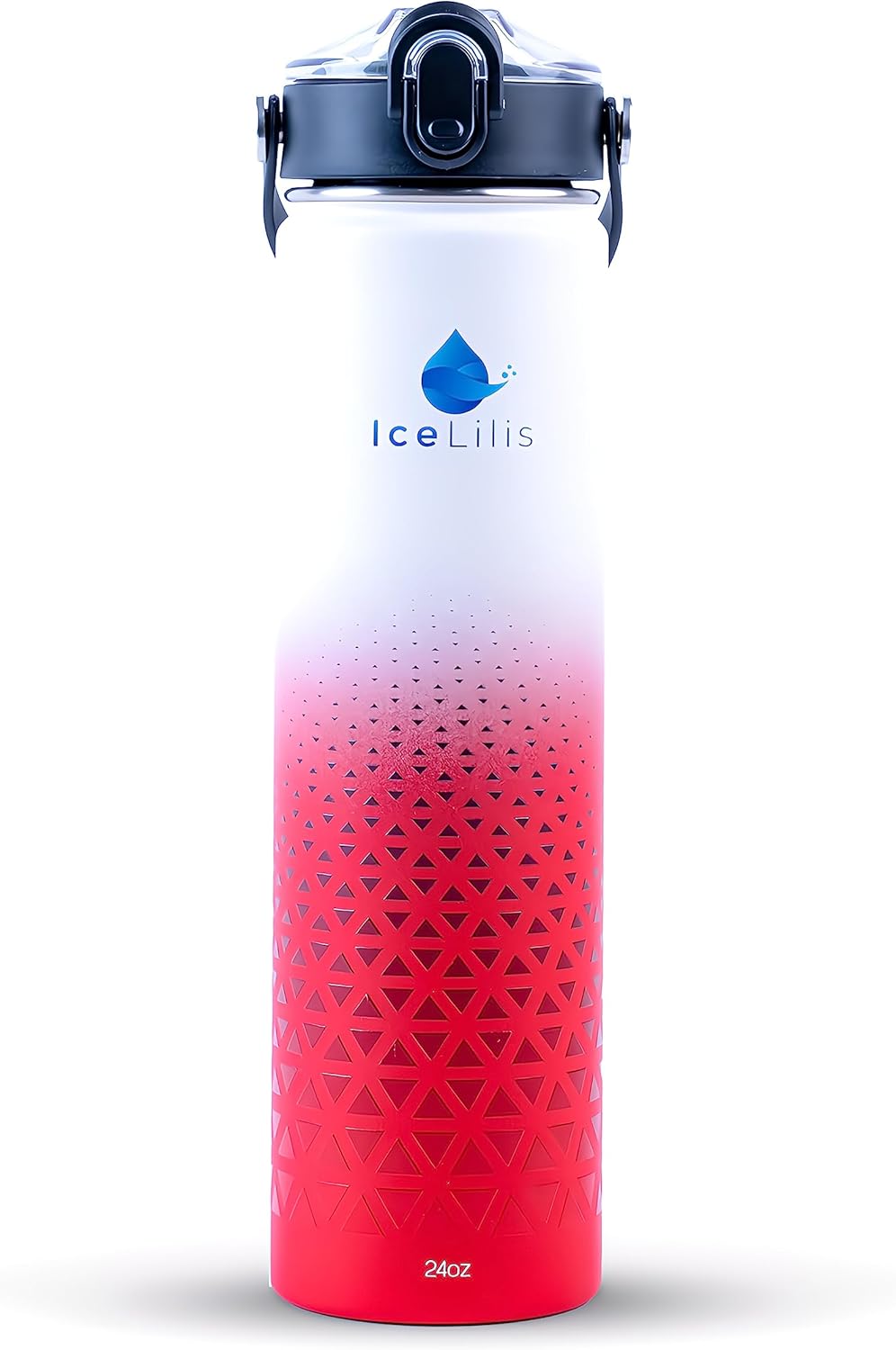 ICELILIS Botella de agua de acero inoxidable de 24 onzas, tapa de popote y tapa de boquilla, aislada al vacío, a prueba de fugas, sin BPA, regalo