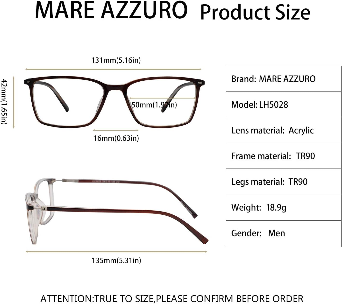 MARE AZZURO Gafas de lectura para hombres 3.50 lectores con estilo 3.5 Fuerza Gafas de lectura de moda 350 para hombre