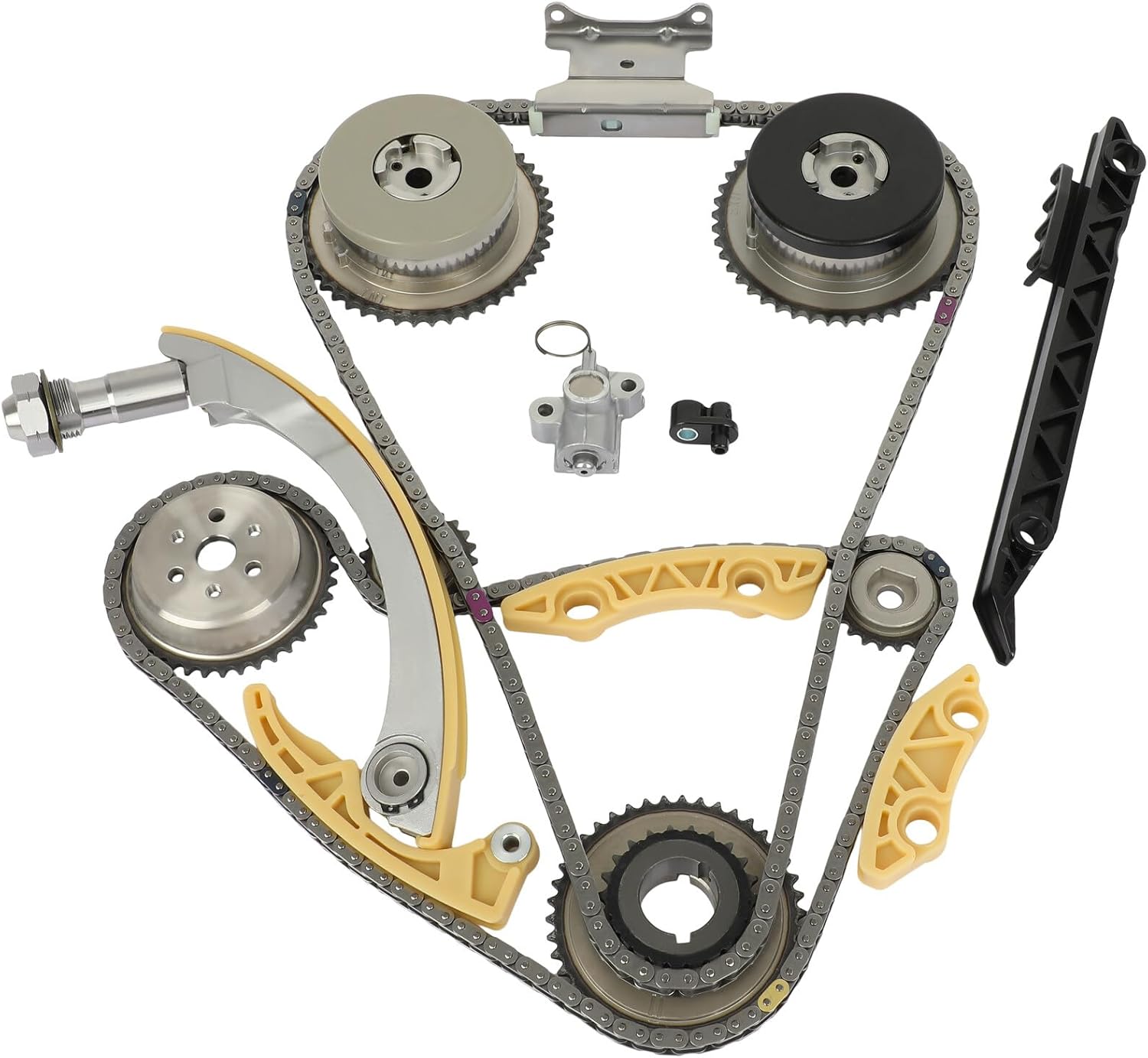 SCITOO Kit de cadena de distribución con engranajes VVT 12621505, 2578516 apto para Chevy CobaltEquinoxMalibuHHR, para GMC Terrain, Pontiac G6