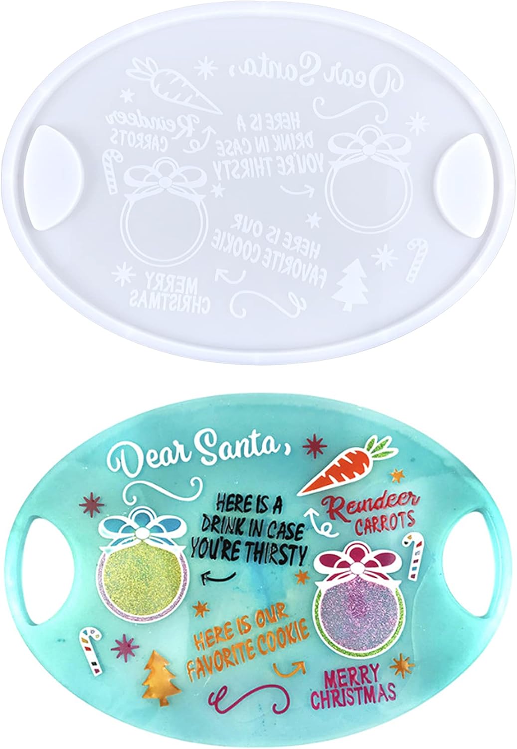 Molde de bandeja de resina de Navidad, molde ovalado de silicona para resina epoxi, molde de bandeja de té, molde de bandeja de galletas, bandeja de