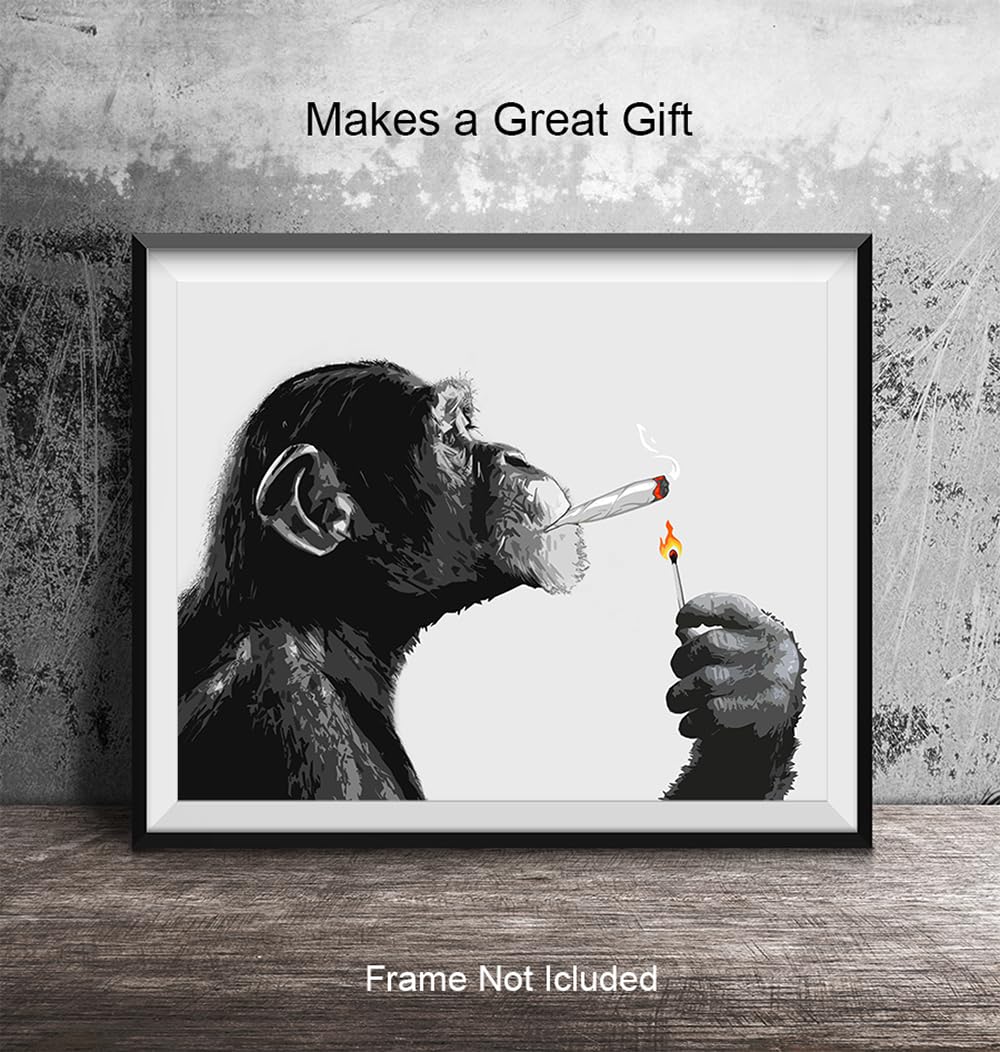DOPE Chimp Smoking Weed LARGE 11×14 – Psychedelic Room Decor – Marijuana Gifts for Men – Dope Posters – Trippy Wall Art – Cannabis Art Print –