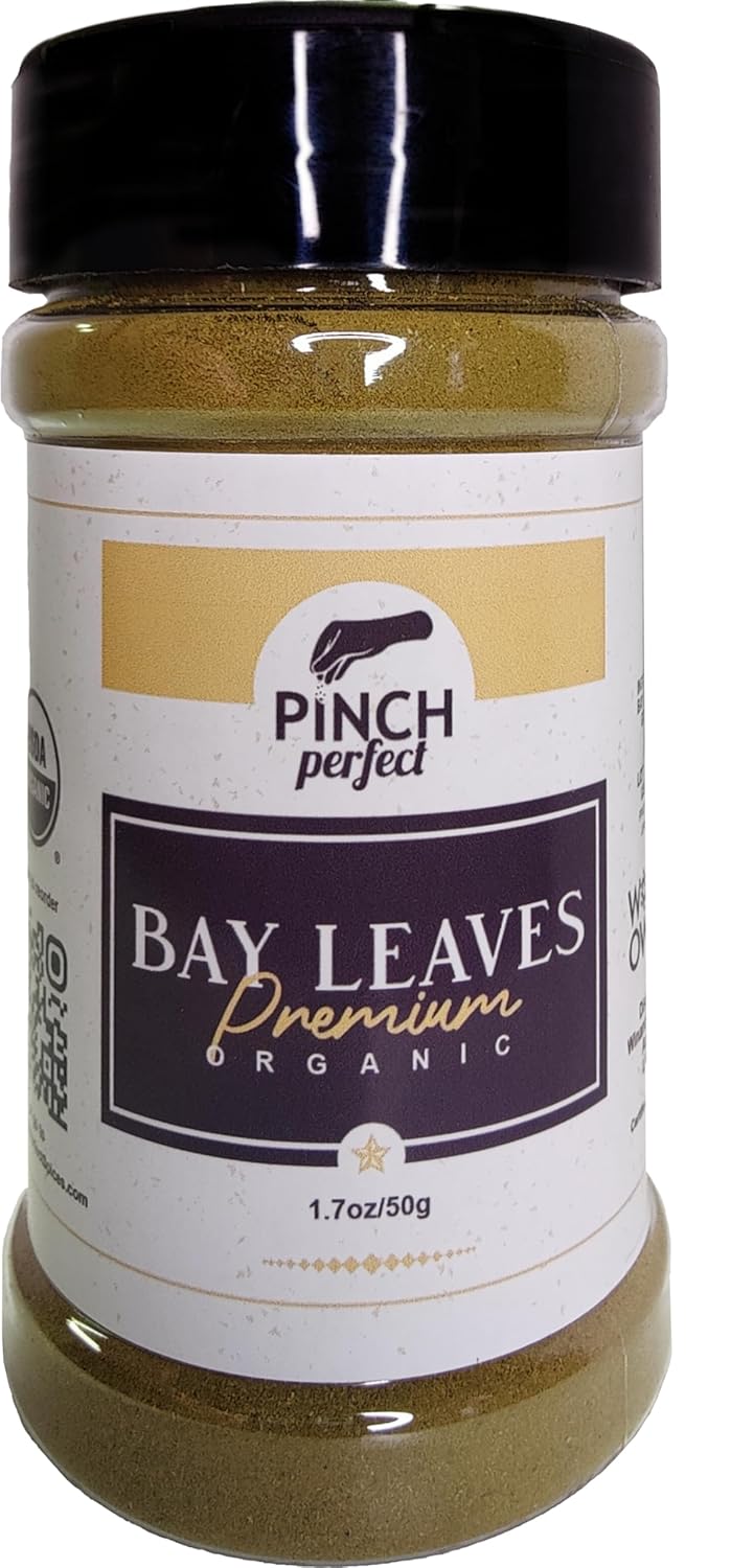 Hojas de laurel orgánicas molidas  Contenedor sin BPA  Calidad premium, sin productos químicos, polvo de hoja de laurel esterilizado  Sin