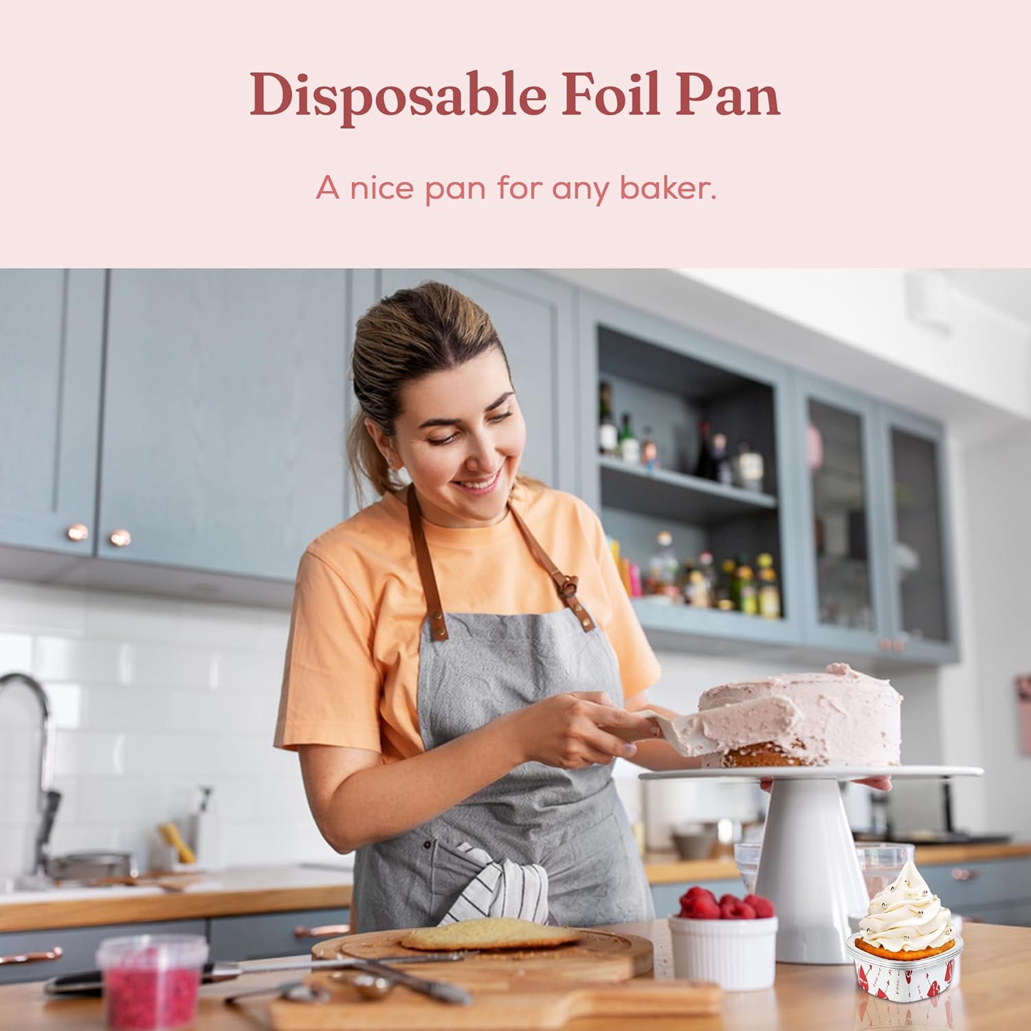 KitchenDance – Molde desechable de aluminio para tartas con tapa  3.5 onzas de papel de aluminio para hornear, cocinar, calentar, preparar