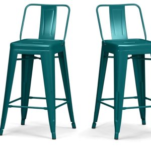 SIMPLIHOME Rayne Taburete de 24 pulgadas de altura de mostrador, de metal azul turquesa, cuadrado, juego de 4, para la cocina y el comedor, SIMPLIHOME Rayne Taburete de 24 pulgadas de altura de mostrador, de metal azul turquesa, cuadrado, juego de 4, para la cocina y el comedor,