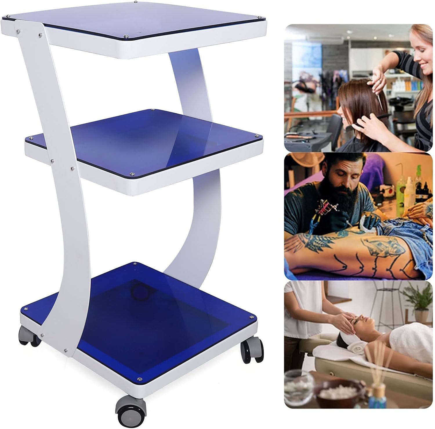 CNCEST Carrito de 3 capas para salón de spa, carrito de carrito, soporte de máquina de belleza resistente para máquina de belleza con rueda