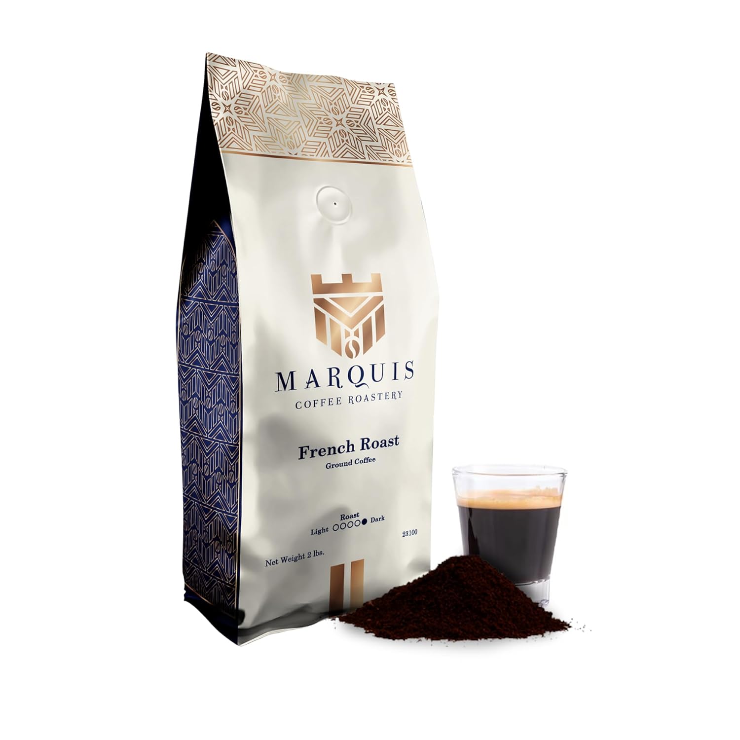 Marquis – Café molido tostado francés, mezcla rica y audaz de café molido colombiano y guatemalteco, café tostado oscuro fresco y ahumado, café