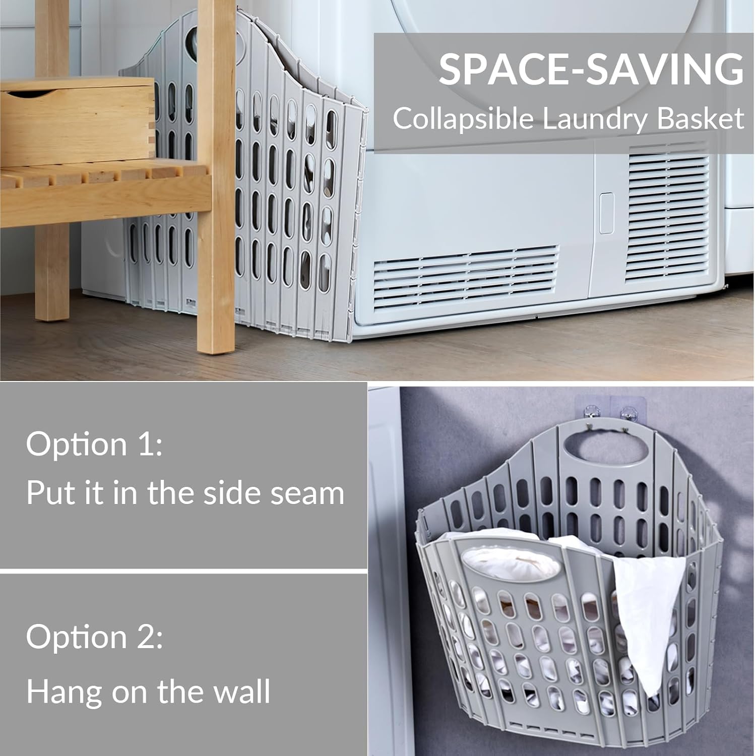 Paquete de 3 cestas de lavandería plegables de plástico, bolsa de compras con asa, cesta de ropa versátil para ahorrar espacio, cesta de ropa para