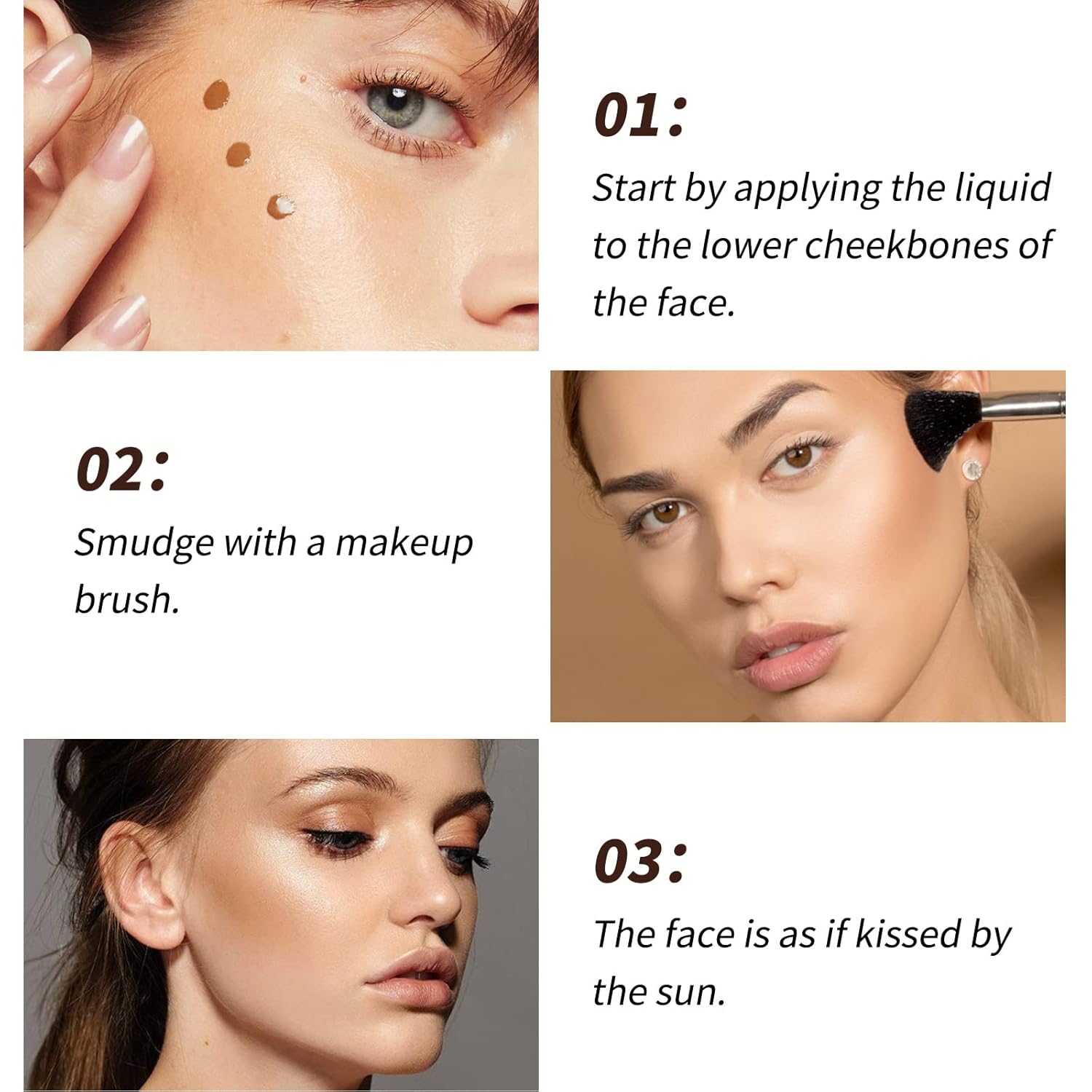 Crema bronceadora luminosa, líquido cosmético bronceador natural, crea líneas de contorno avanzadas, paleta facial de belleza para sombras laterales