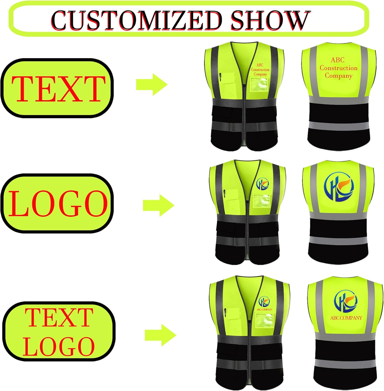 Chaleco de seguridad reflectante personalizado de alta visibilidad chaleco de seguridad para hombres y mujeres, ropa de trabajo de construcción