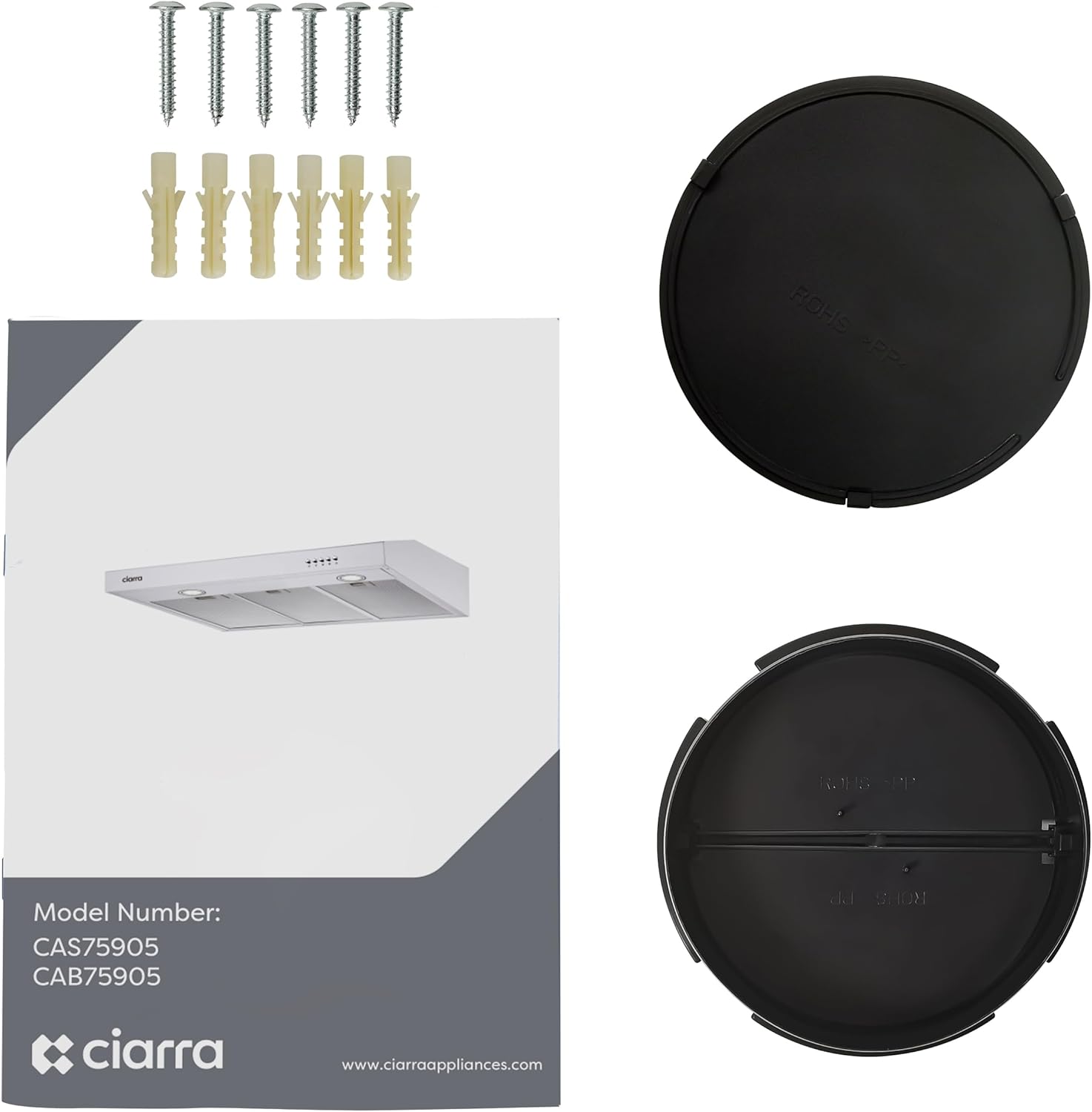 CIARRA Campana extractora para debajo del gabinete de 30 pulgadas en acero inoxidable y kit de filtro de carbono con conductos convertible sin