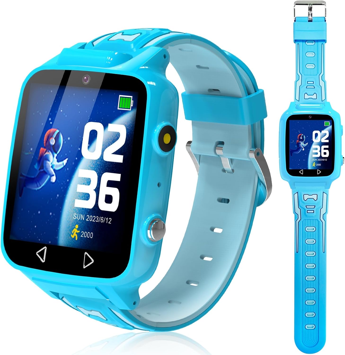 iGeeKid Reloj inteligente para niños con 25 juegos de rompecabezas, calculadora de video, pantalla táctil HD, reloj despertador, podómetro, relojes