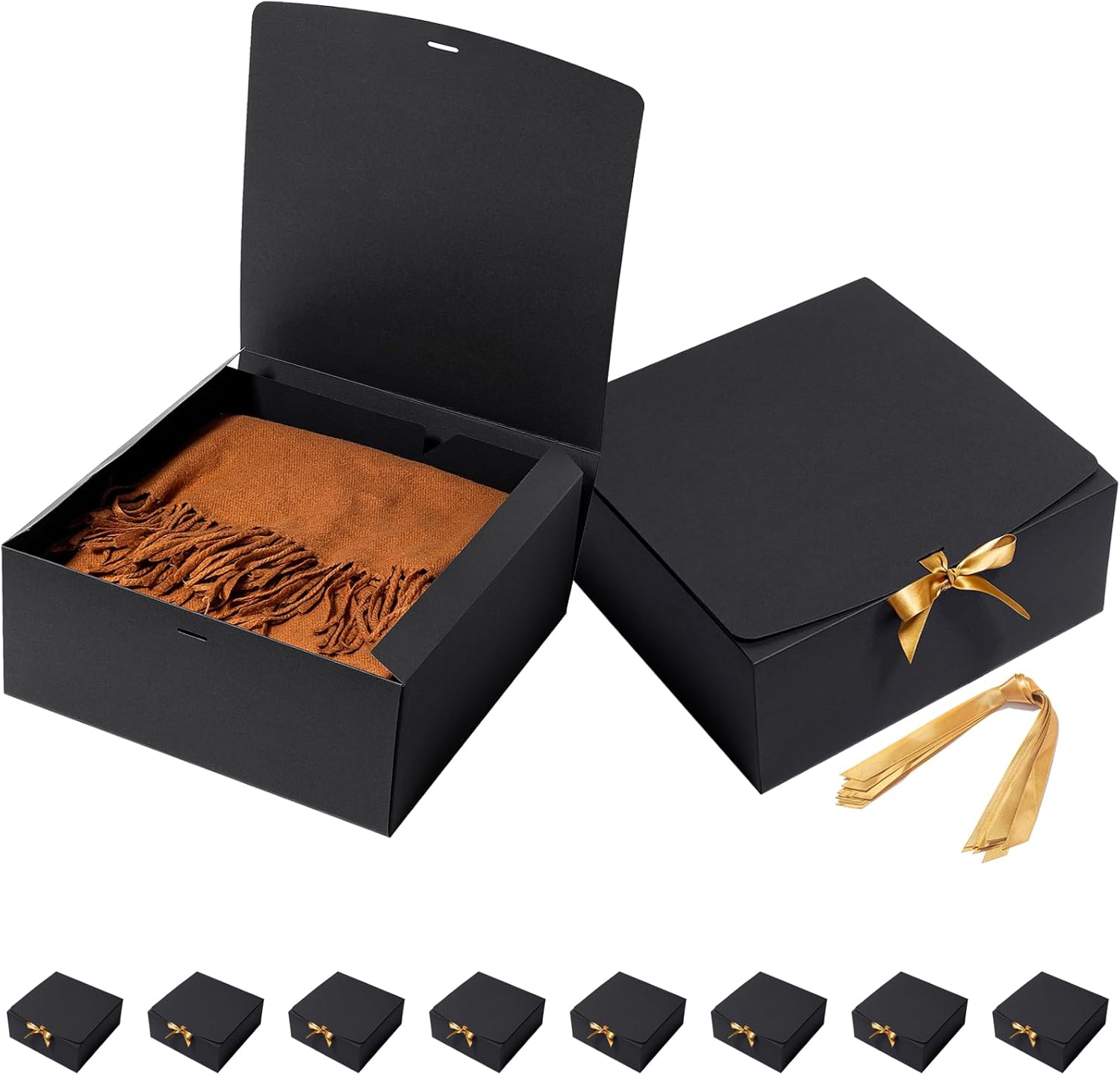 Mcfleet Cajas de regalo negras con tapas de 12 x 12 x 5 pulgadas, paquete de 10 cajas de regalo de padrinos de boda, caja de regalo de cartón para