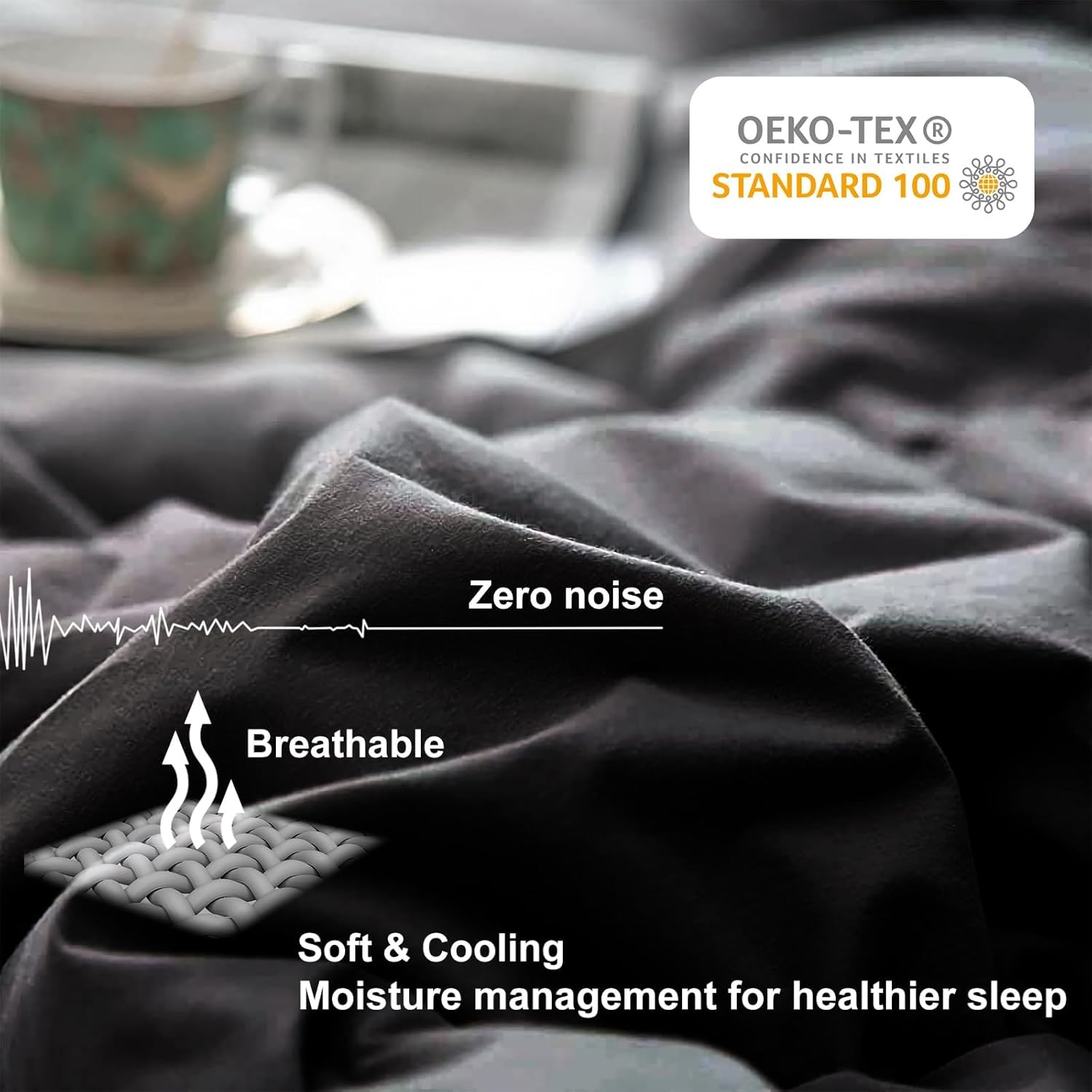 Edredón ligero negro refrescante, relleno de edredón para todas las estaciones, transpirable tamaño Queen, ropa de cama de verano de microfibra