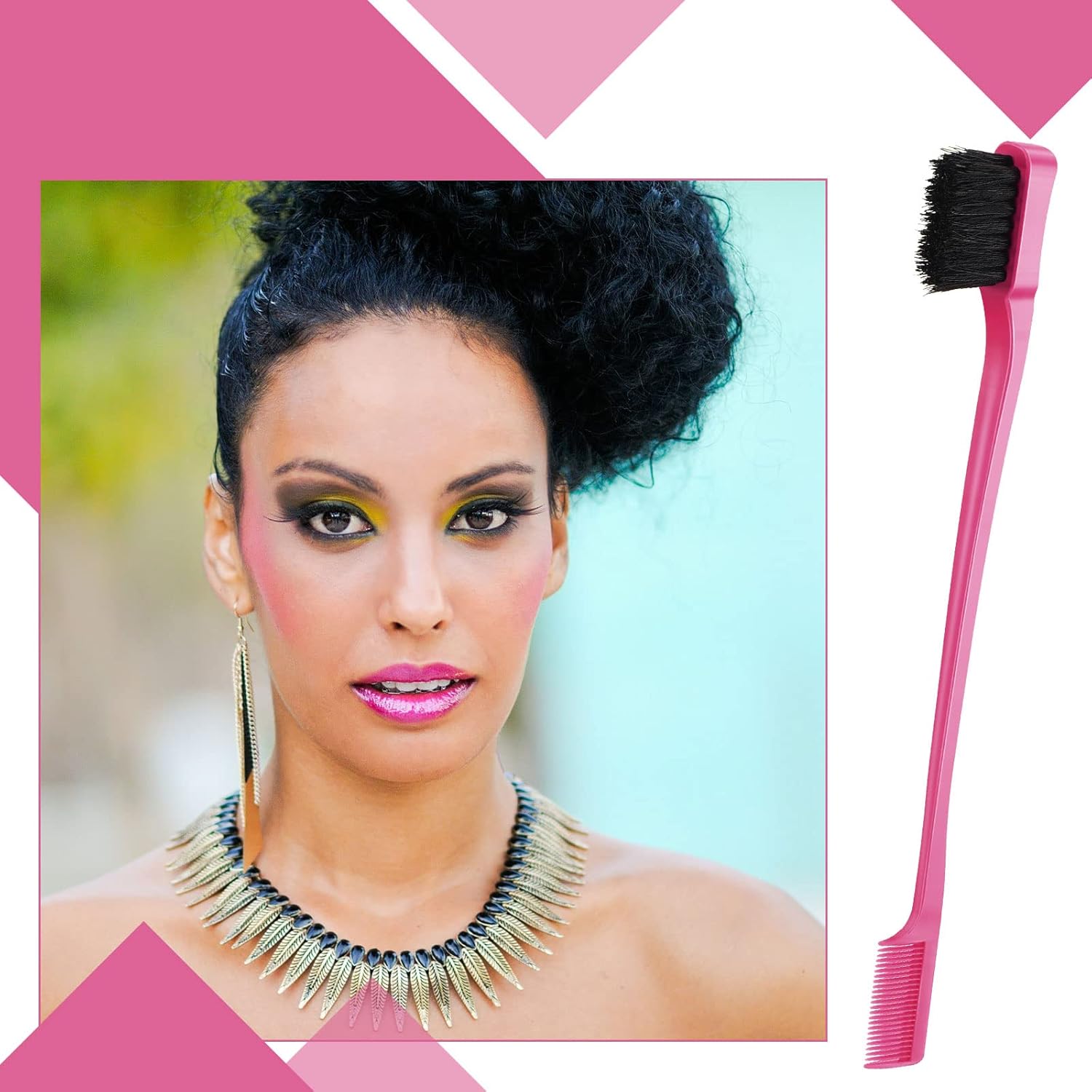 Geiserailie Juego de 3 cepillos de pelo de espalda lisa para el cabello, cepillo de control de bordes, peine para mujeres, bebés, niños, cabello