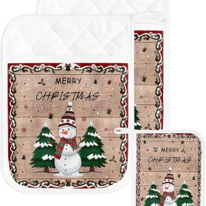 Winter Snowman – Juego de 2 agarraderas para cocina, antideslizante y aislante de calor, juego de agarraderas de tela de toalla con bolsillo, Winter Snowman – Juego de 2 agarraderas para cocina, antideslizante y aislante de calor, juego de agarraderas de tela de toalla con bolsillo,