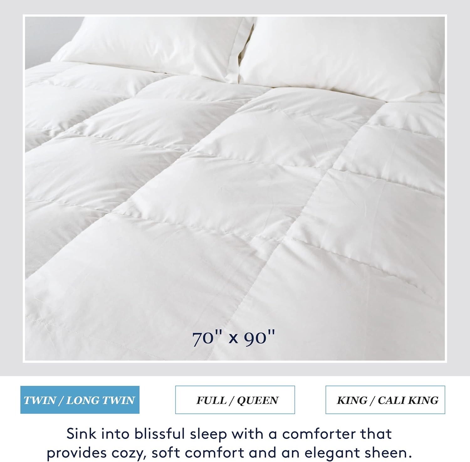 Ameridown Extra Warmth Elite – Edredón de plumón 600 con accesorios cosidos en las esquinas, cama individual o larga, color blanco