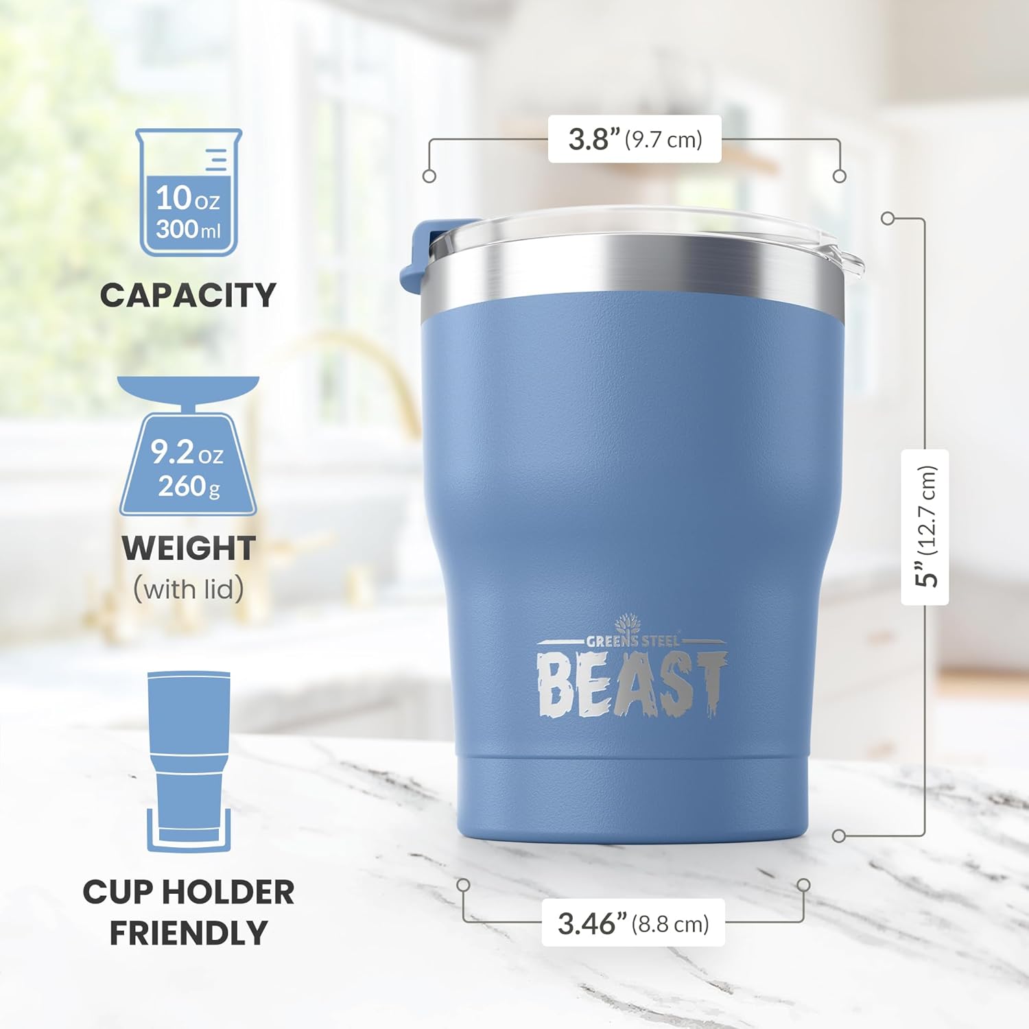 Beast – Vaso de acero inoxidable con aislamiento al vacío para café, taza de hielo, termo de viaje de doble pared (cielo tormentoso)